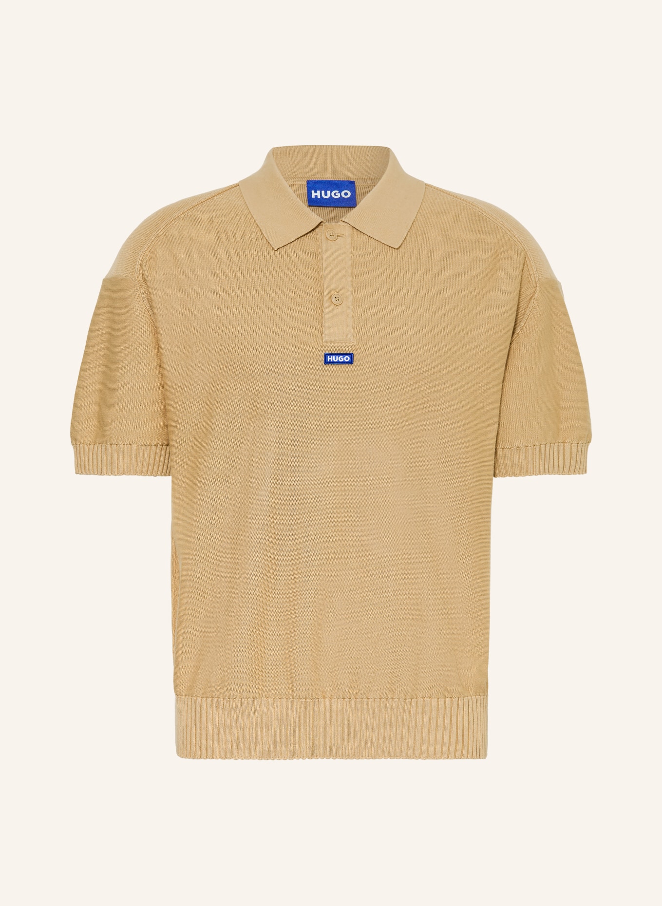HUGO Gebreid poloshirt SAN PAISLEY: CAMEL