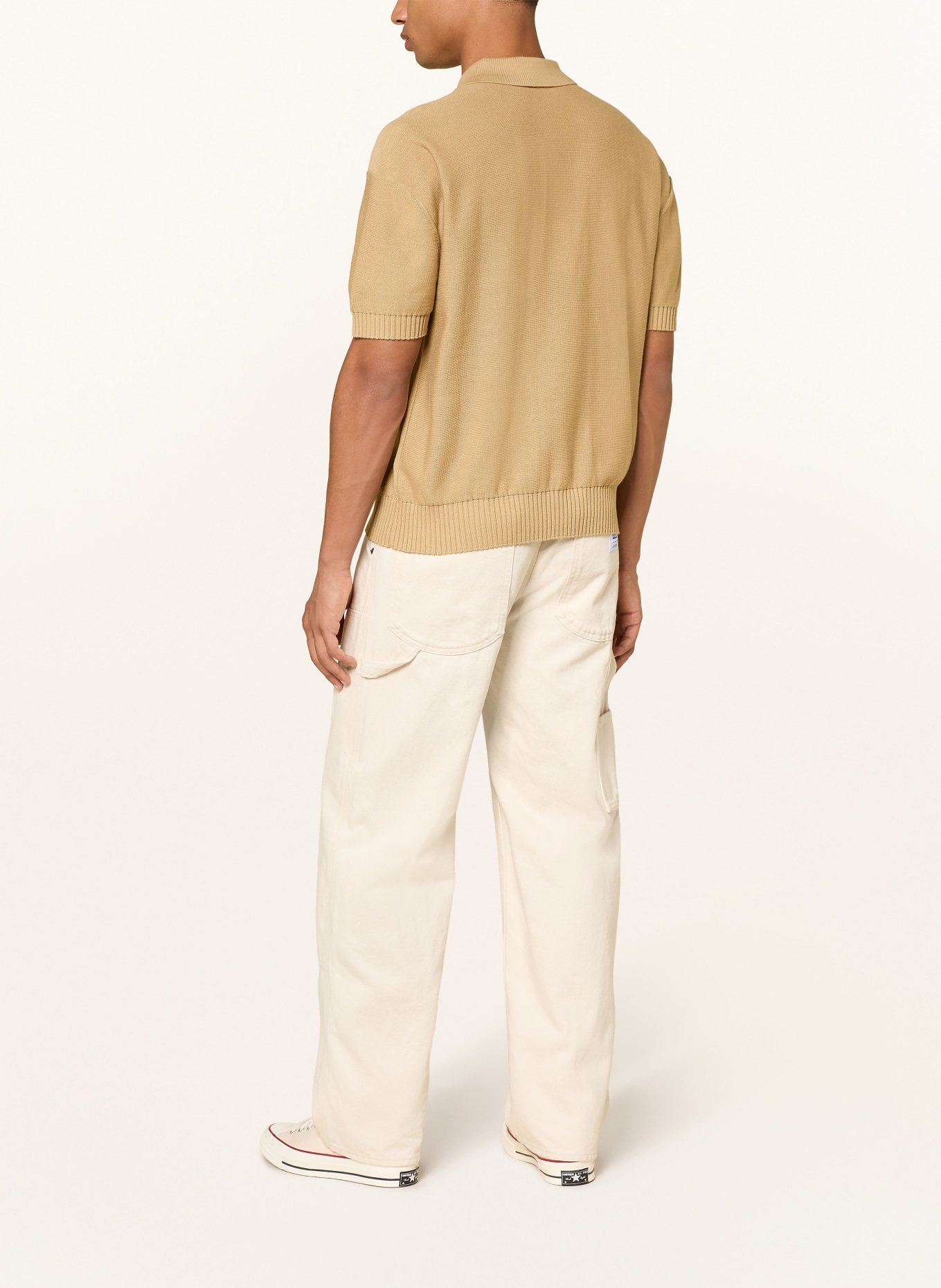 HUGO Gebreid poloshirt SAN PAISLEY: CAMEL