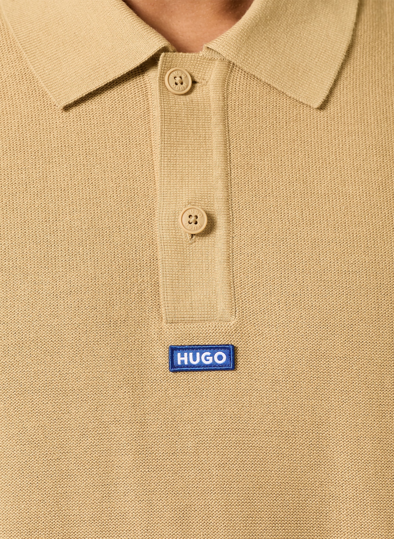 HUGO Gebreid poloshirt SAN PAISLEY: CAMEL