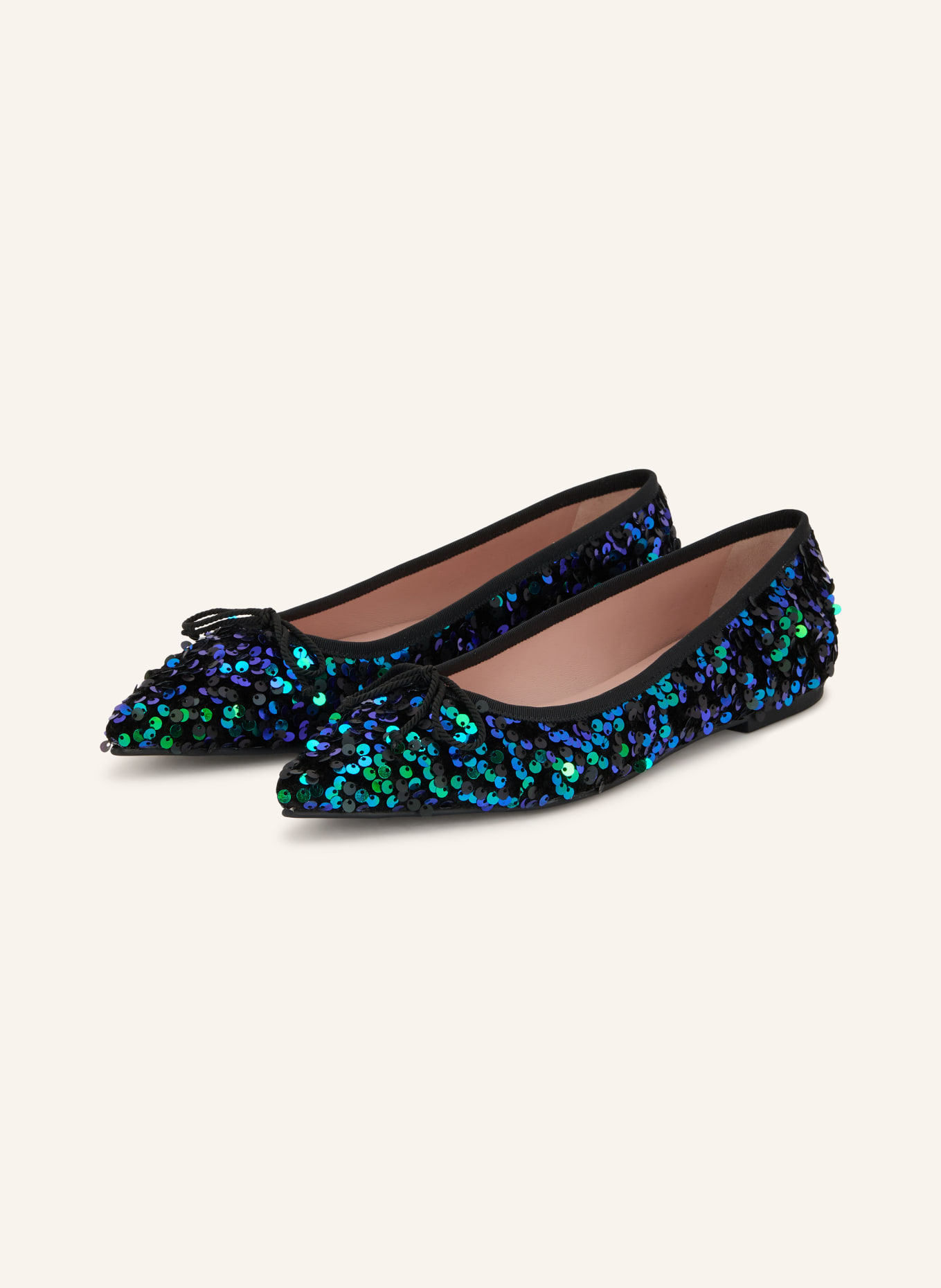 Pretty Ballerinas SALMA Ballerinas with Sequins: BLACK / DARK GREEN / GREEN