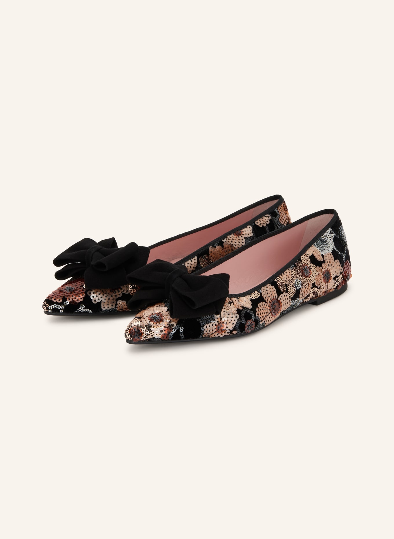 Pretty Ballerinas VIOLA Ballerinas with Sequins: BLACK / ROSE GOLD / BROWN