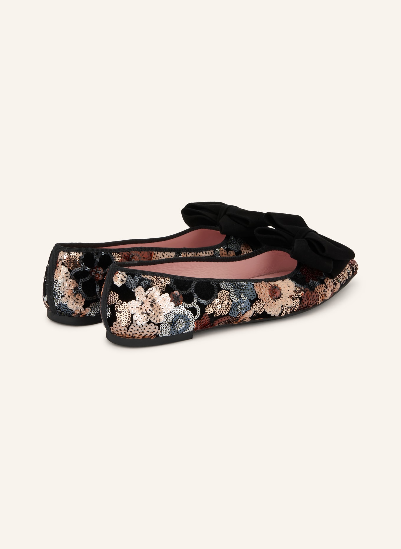 Pretty Ballerinas VIOLA Ballerinas with Sequins: BLACK / ROSE GOLD / BROWN