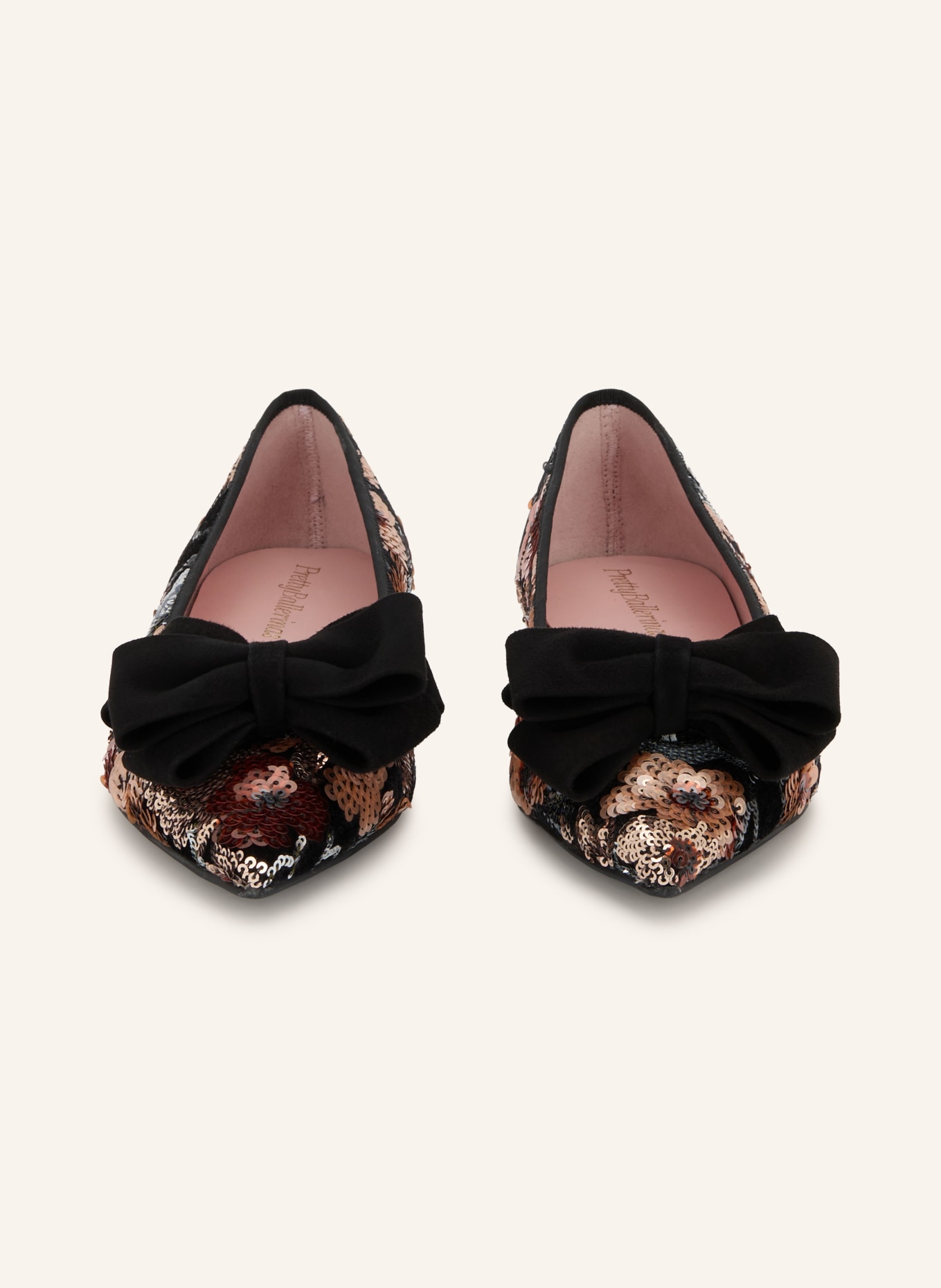 Pretty Ballerinas VIOLA Ballerinas with Sequins: BLACK / ROSE GOLD / BROWN