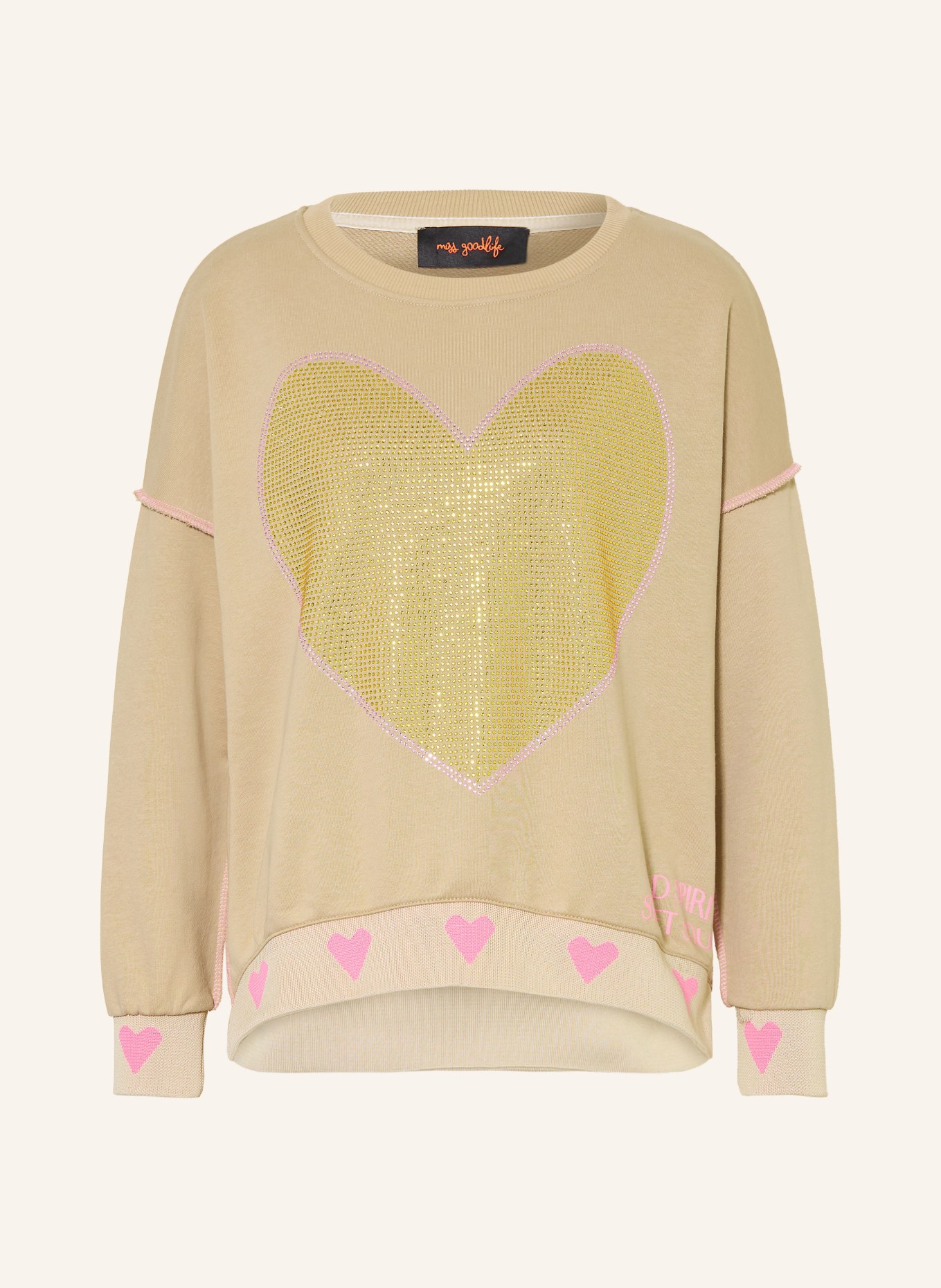 miss goodlife Tröja med strass: BEIGE
