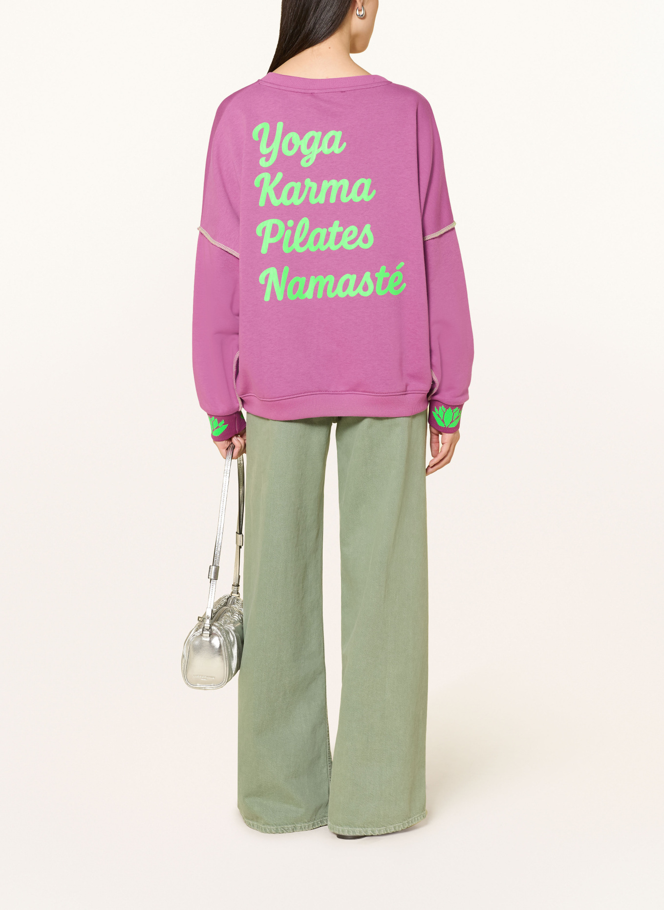 miss goodlife Sweatshirt with Rhinestones: PURPLE / NEON GREEN
