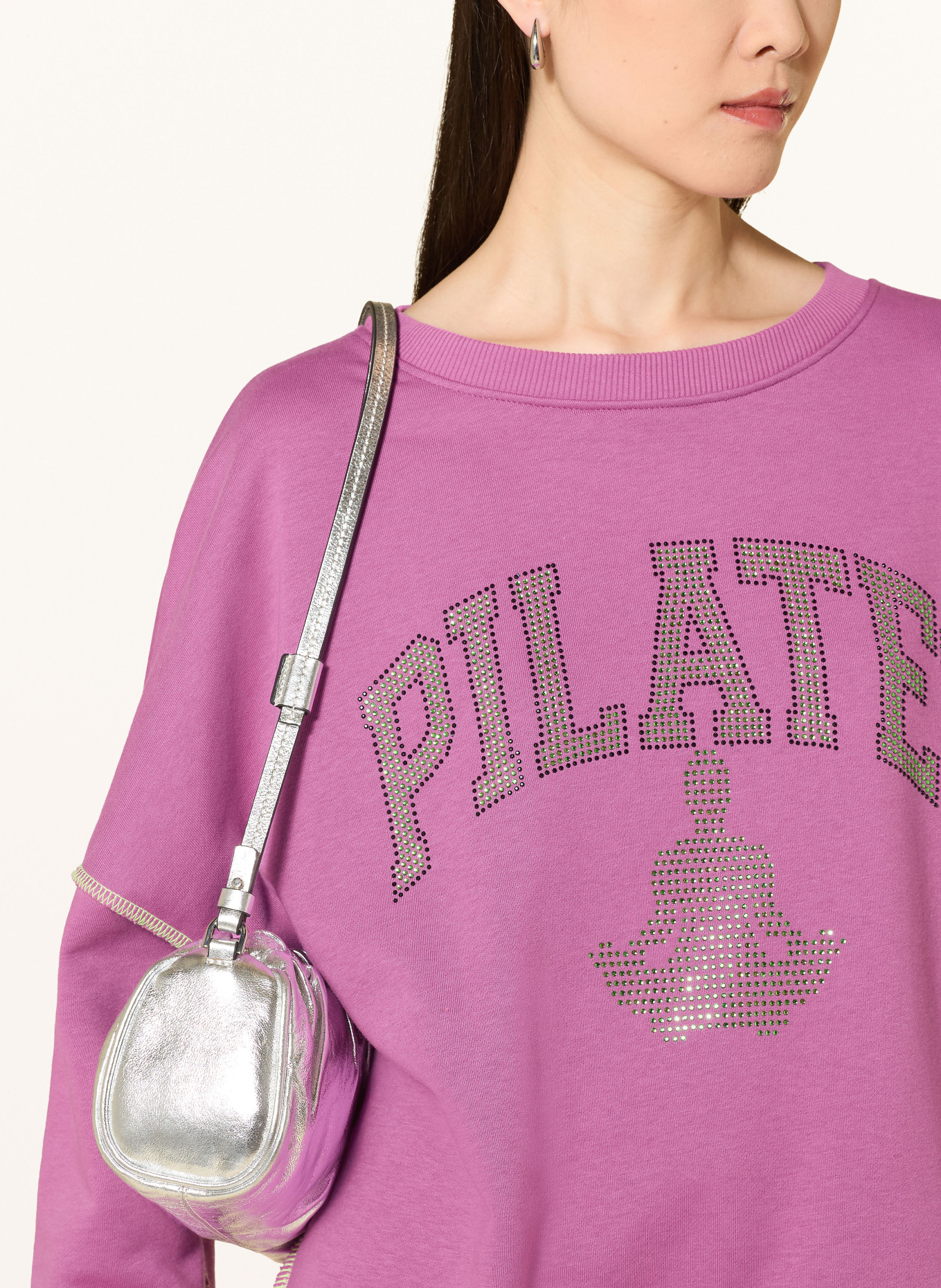 miss goodlife Sweatshirt with Rhinestones: PURPLE / NEON GREEN