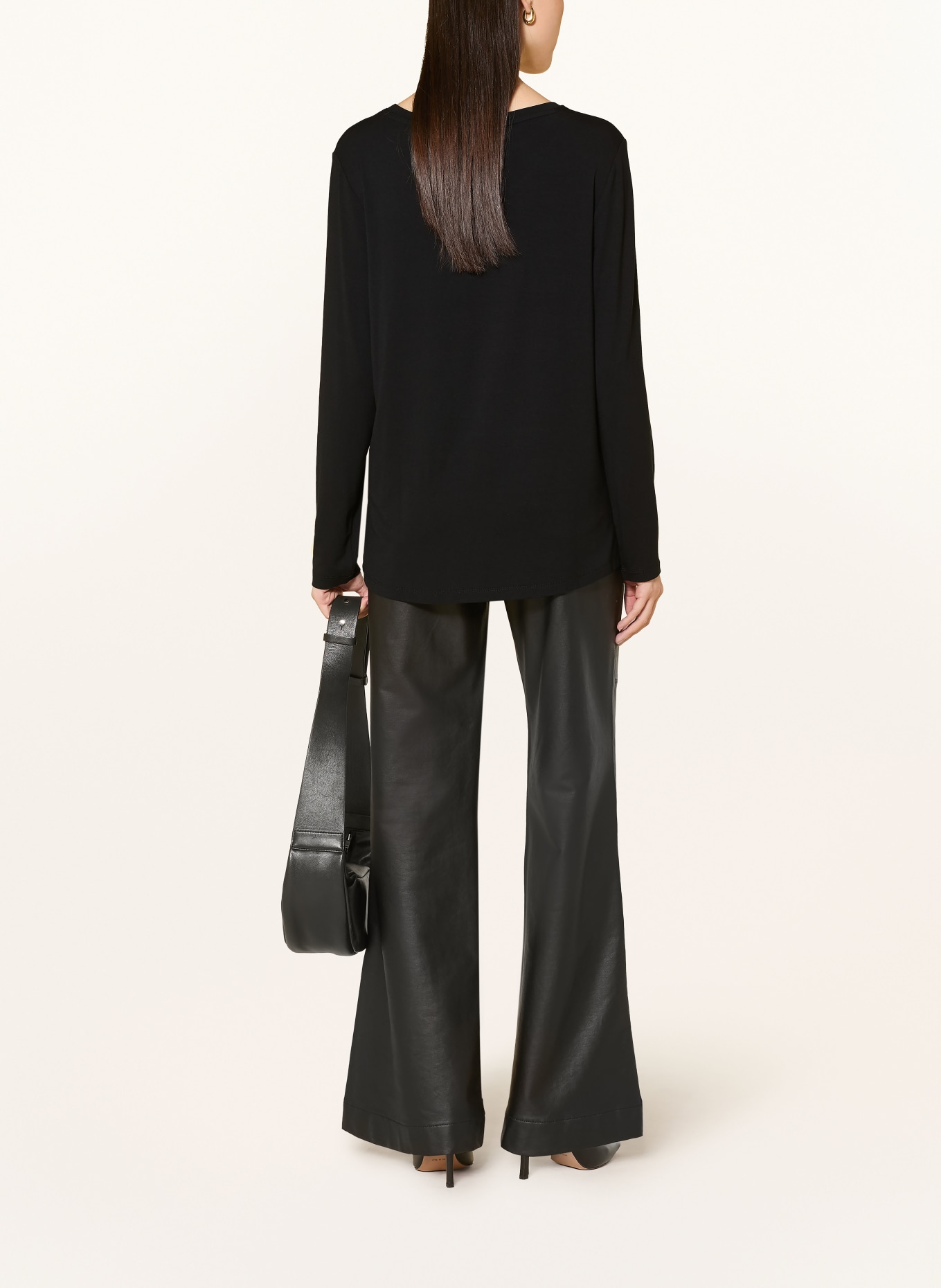 miss goodlife Longsleeve mit Schmucksteinen: SCHWARZ / GOLD