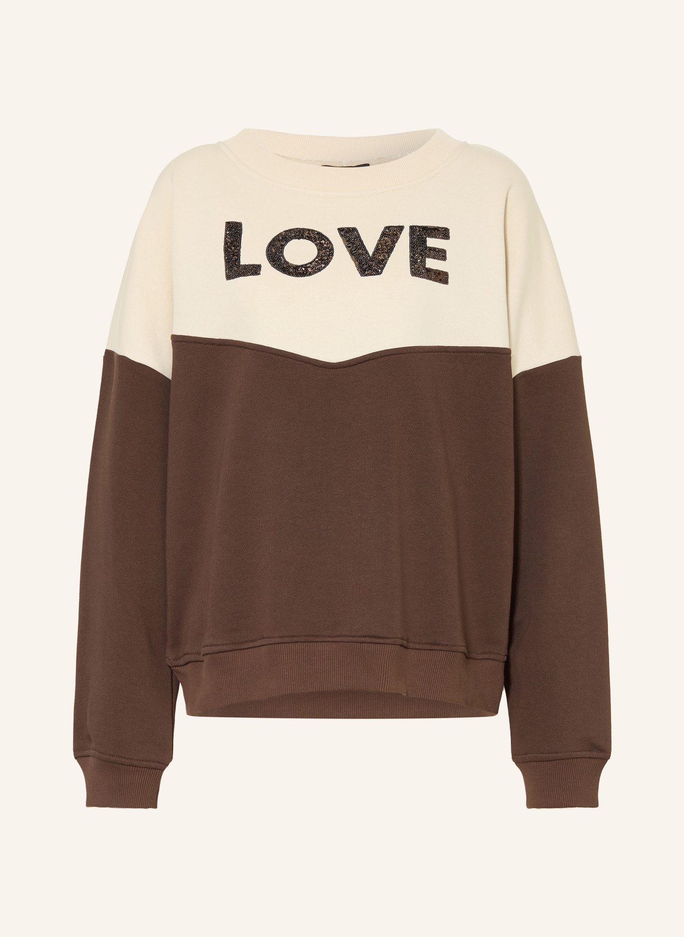 miss goodlife Sequin Sweatshirt: BEIGE / DARK BROWN