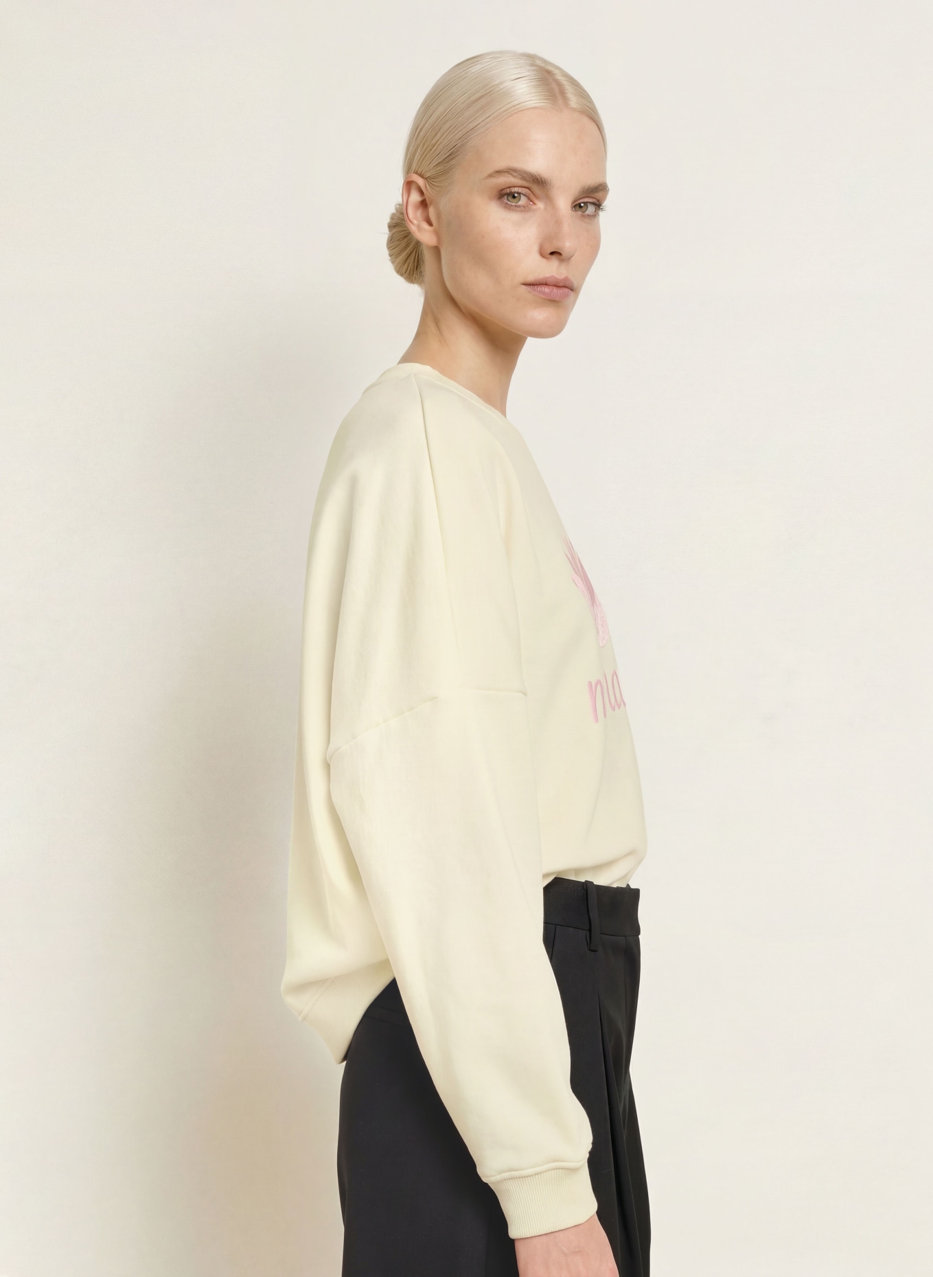 miss goodlife Oversized Sweatshirt: LIGHT YELLOW / PINK