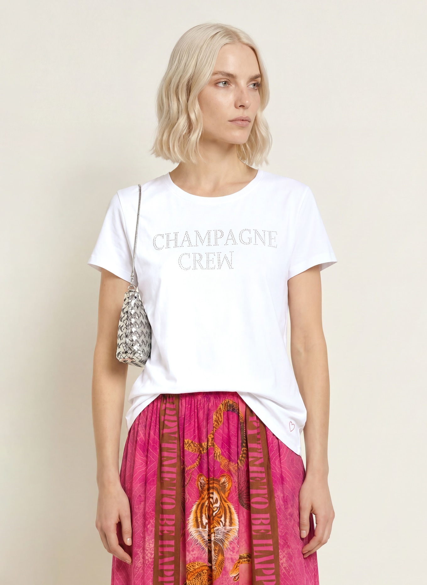 miss goodlife T-shirt orné de strass: BLANC