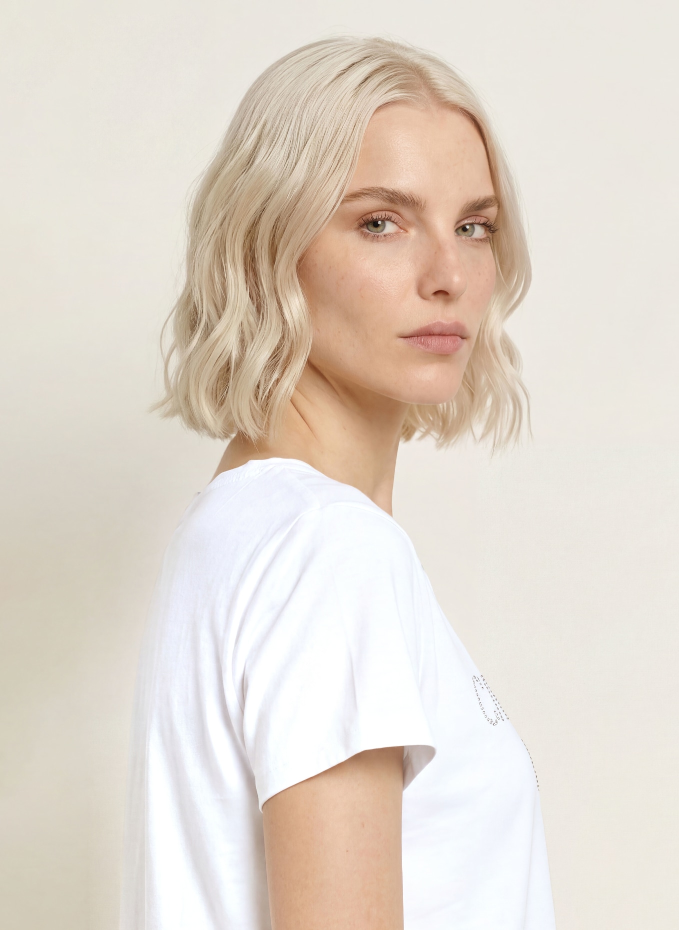 miss goodlife T-shirt orné de strass: BLANC