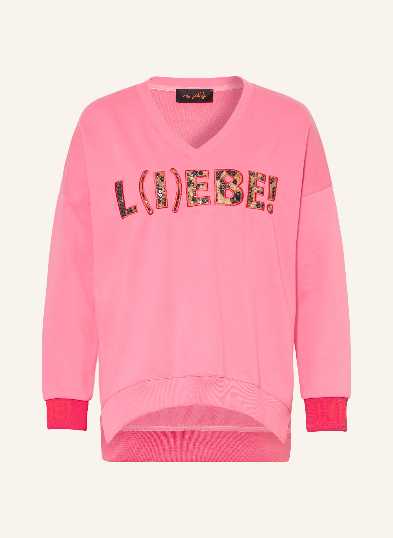 miss goodlife Sequin Sweatshirt: PINK / BEIGE / BLACK