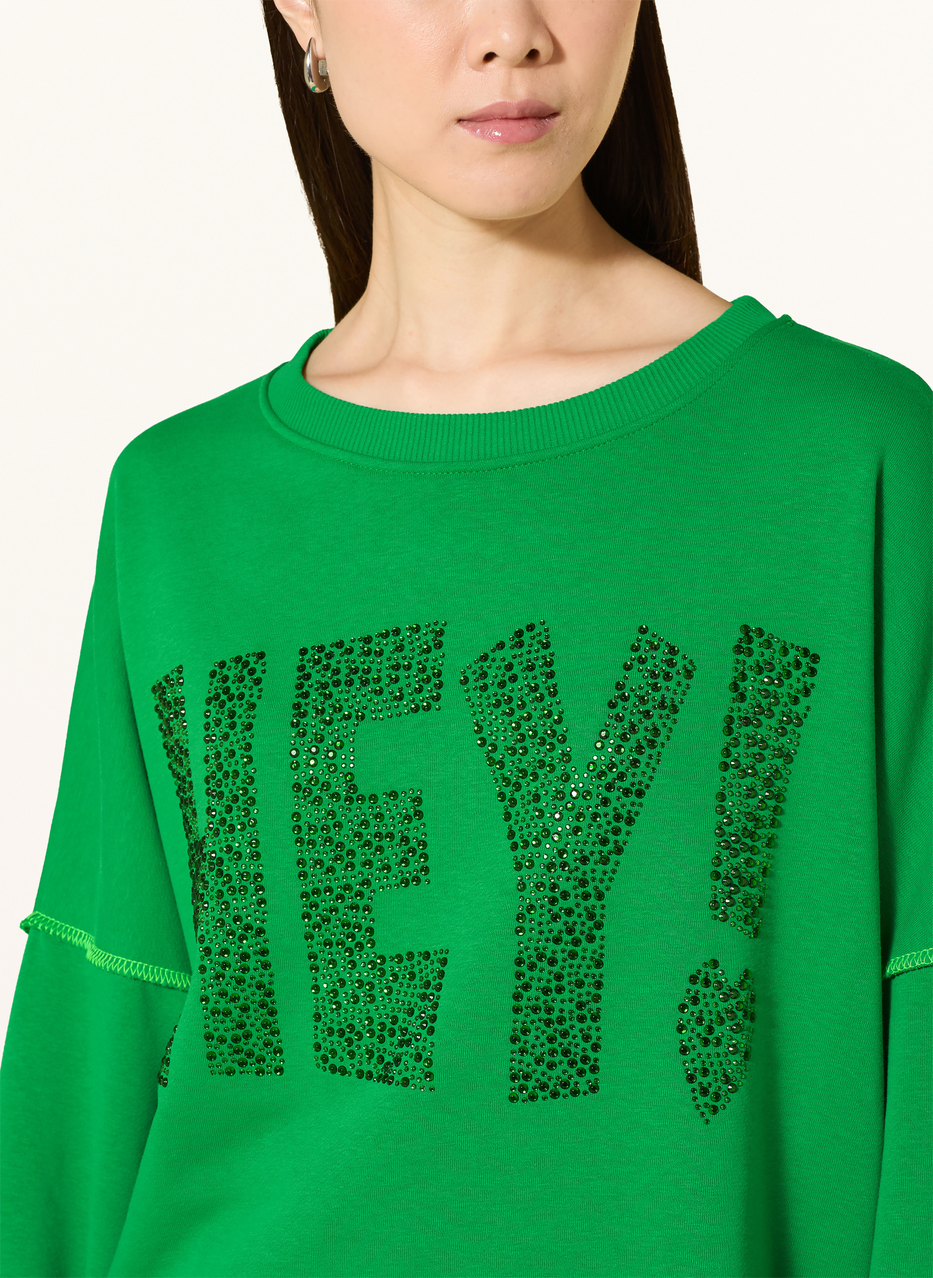 miss goodlife Oversized-tröja med strass: GRÖN