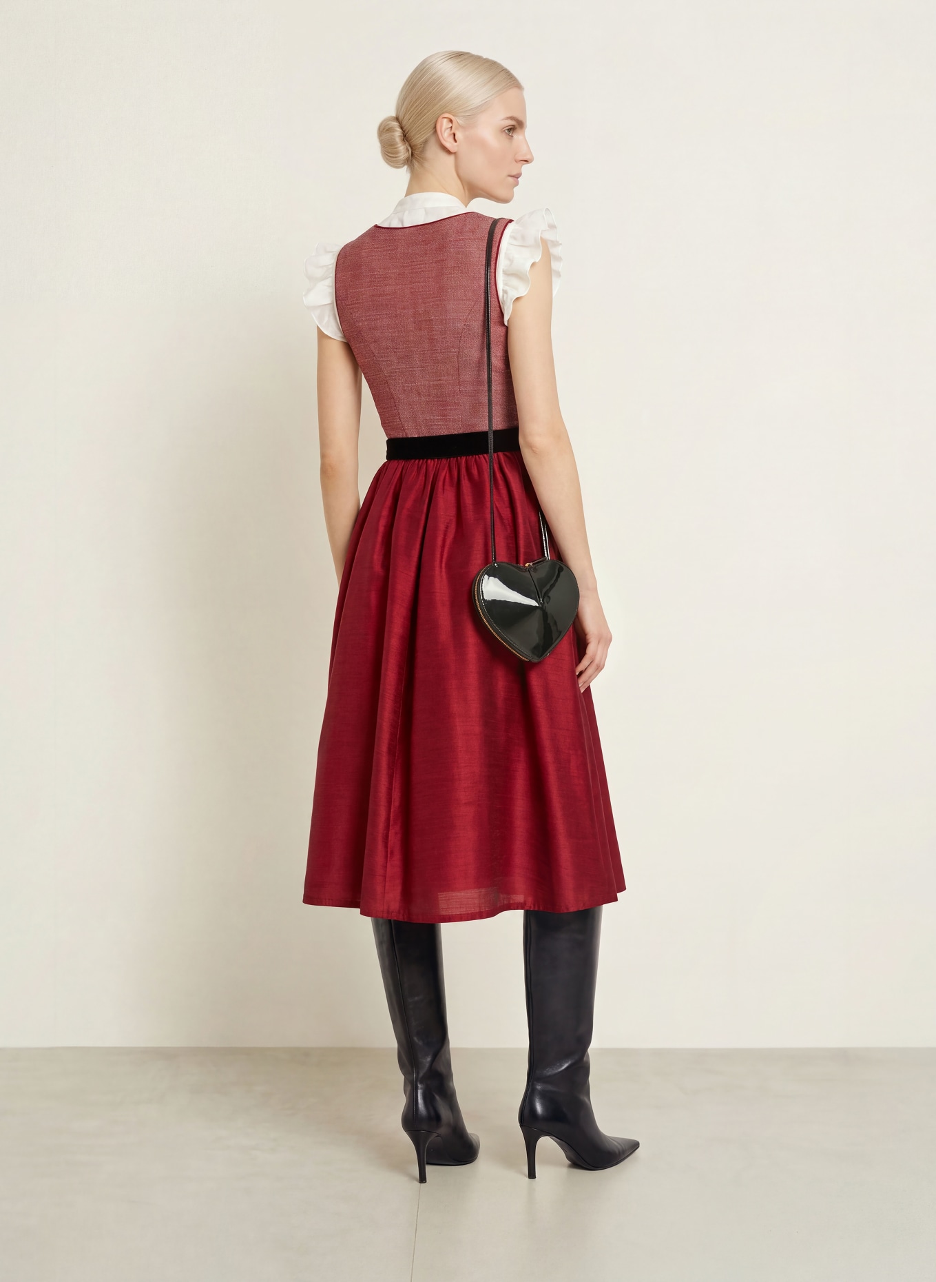 KINGA MATHE Dirndl FASANO: ROT / HELLGRAU