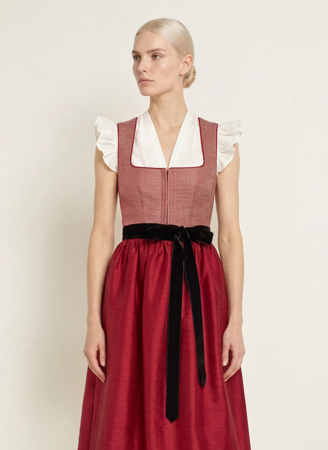 KINGA MATHE Dirndl FASANO: ROT / HELLGRAU