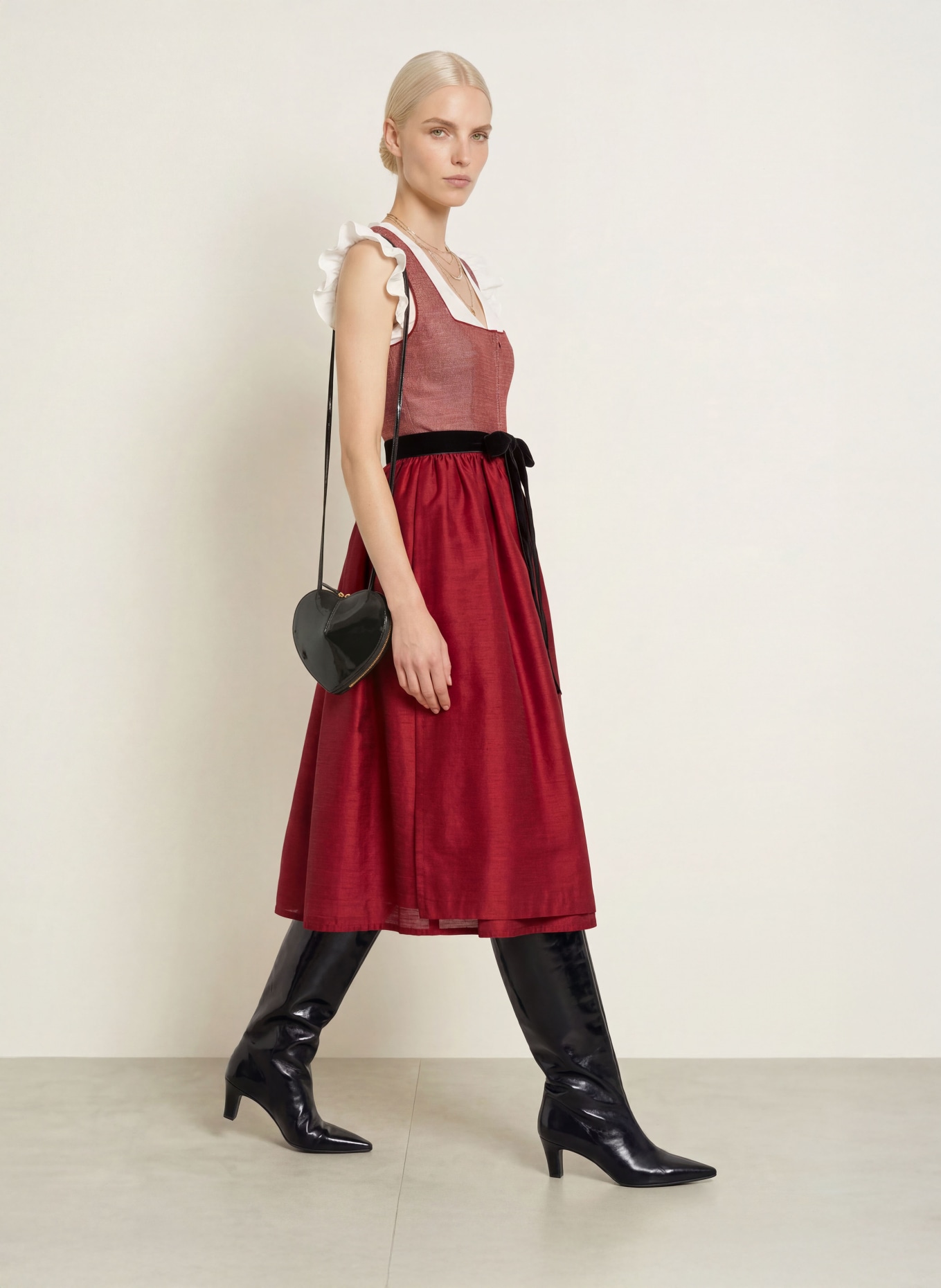 KINGA MATHE Dirndl FASANO: ROT / HELLGRAU