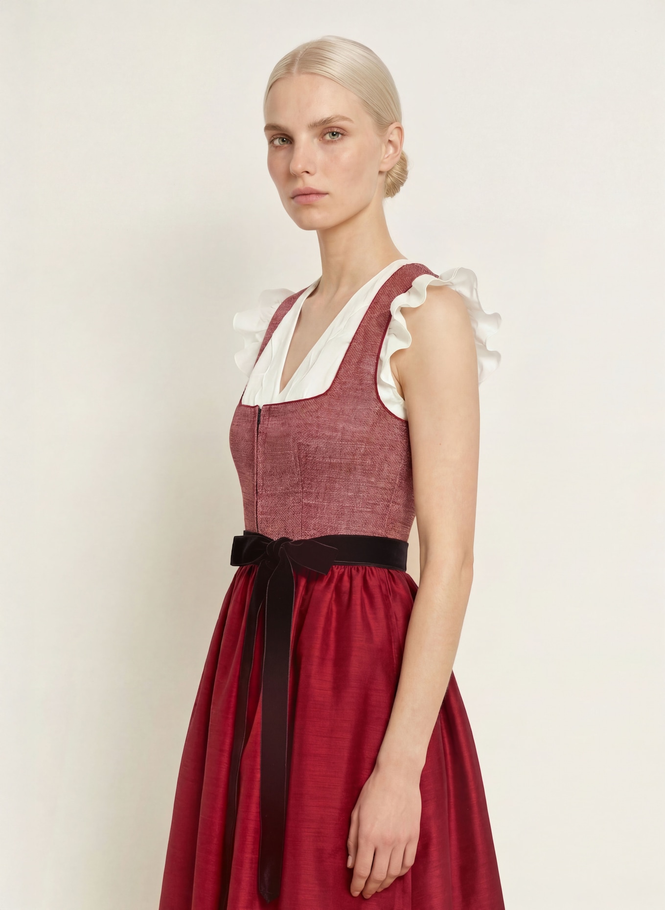KINGA MATHE Dirndl FASANO: ROT / HELLGRAU