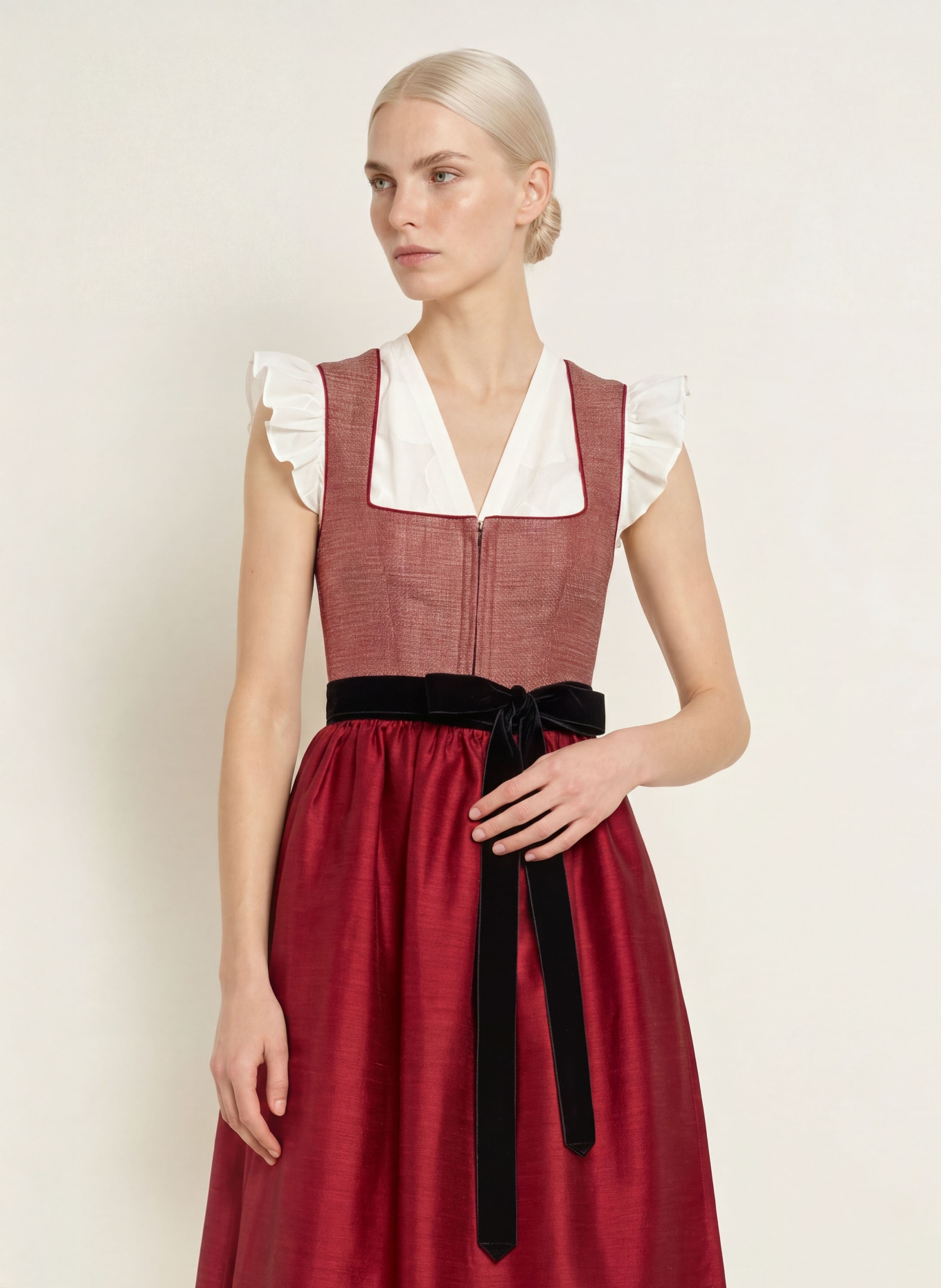 KINGA MATHE Dirndl FASANO: ROT / HELLGRAU