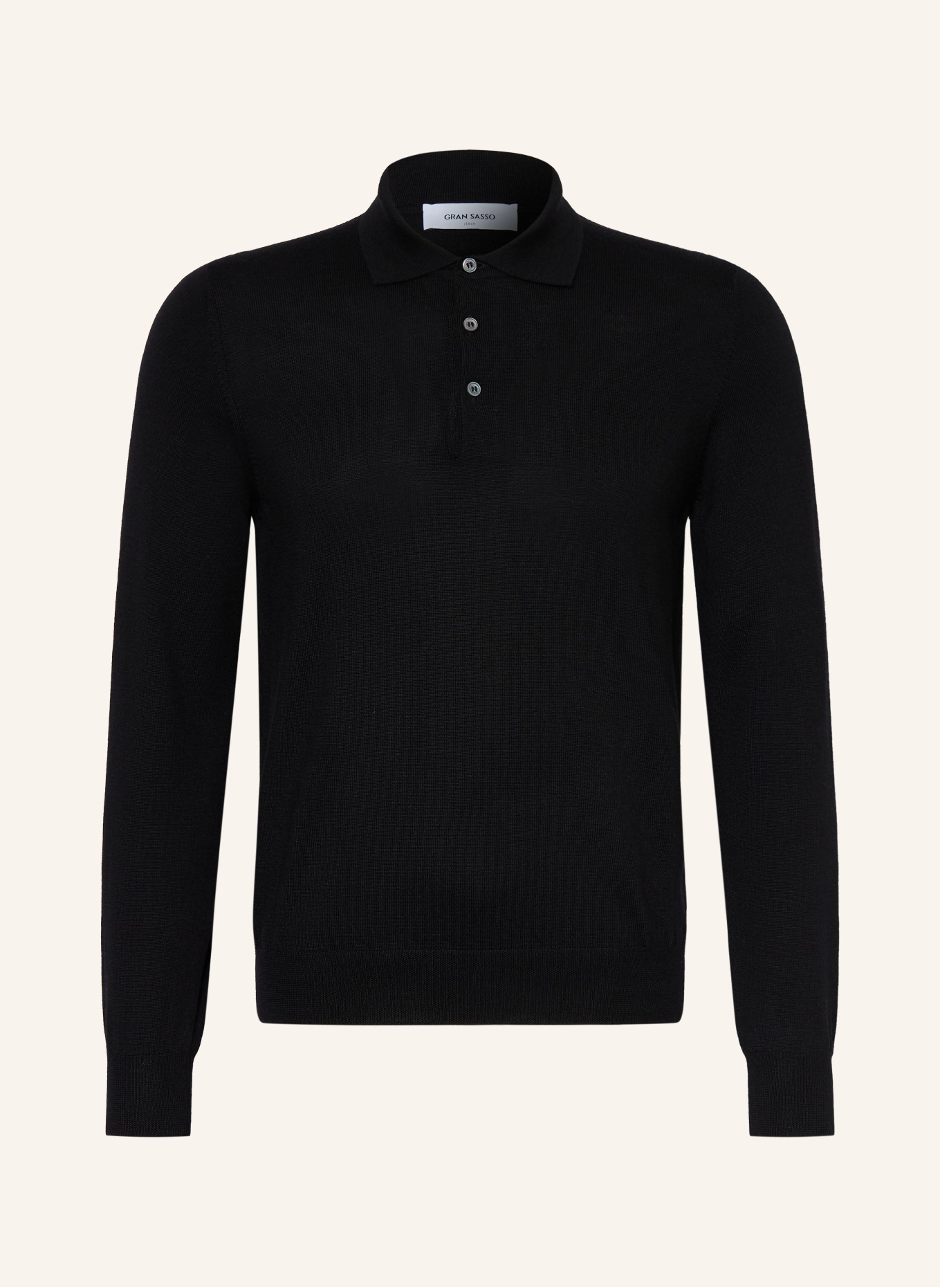 GRAN SASSO Strick-Poloshirt: SCHWARZ