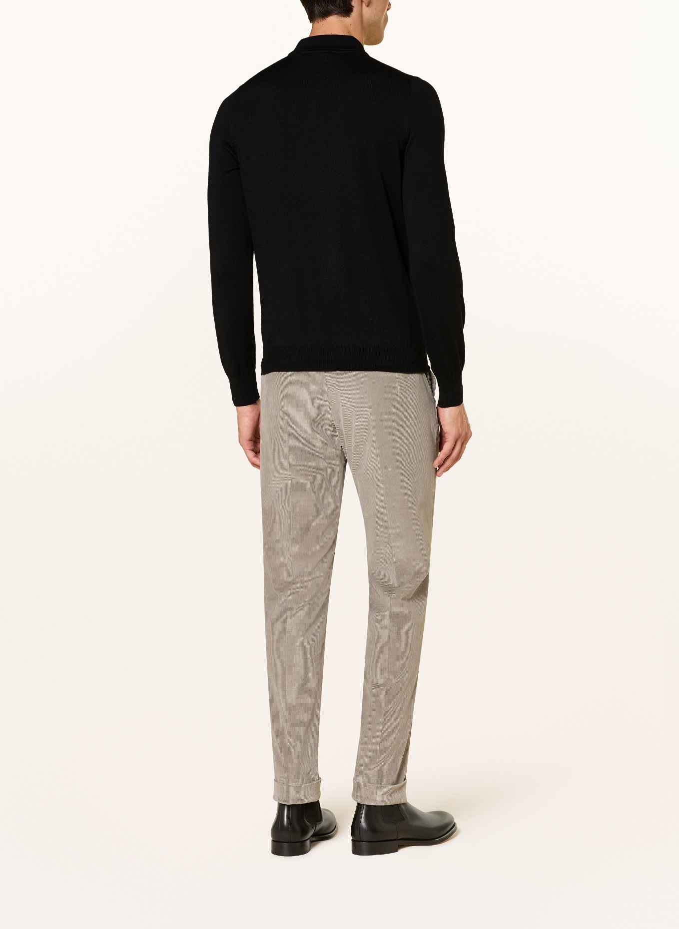 GRAN SASSO Strick-Poloshirt: SCHWARZ
