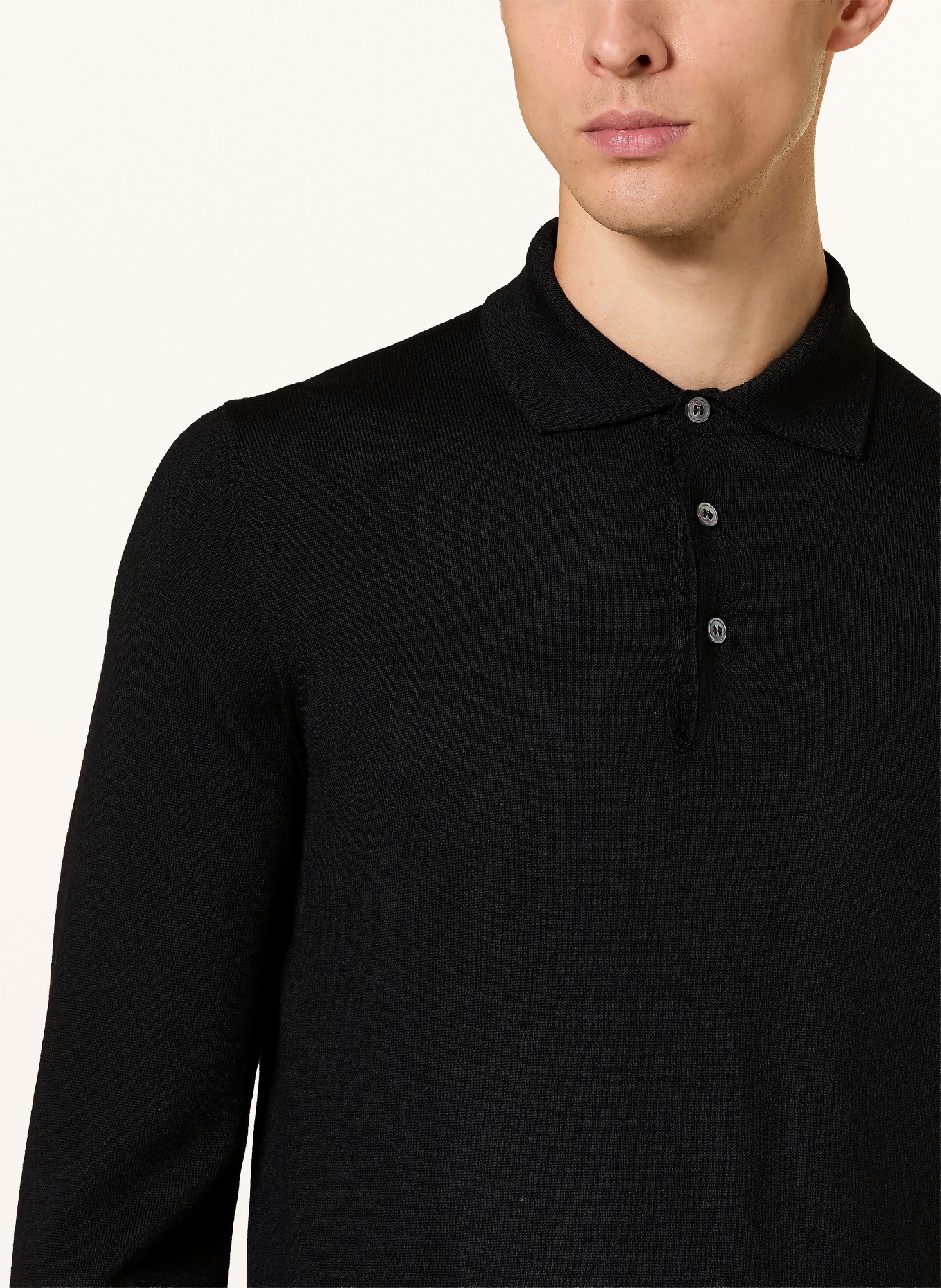 GRAN SASSO Strick-Poloshirt: SCHWARZ