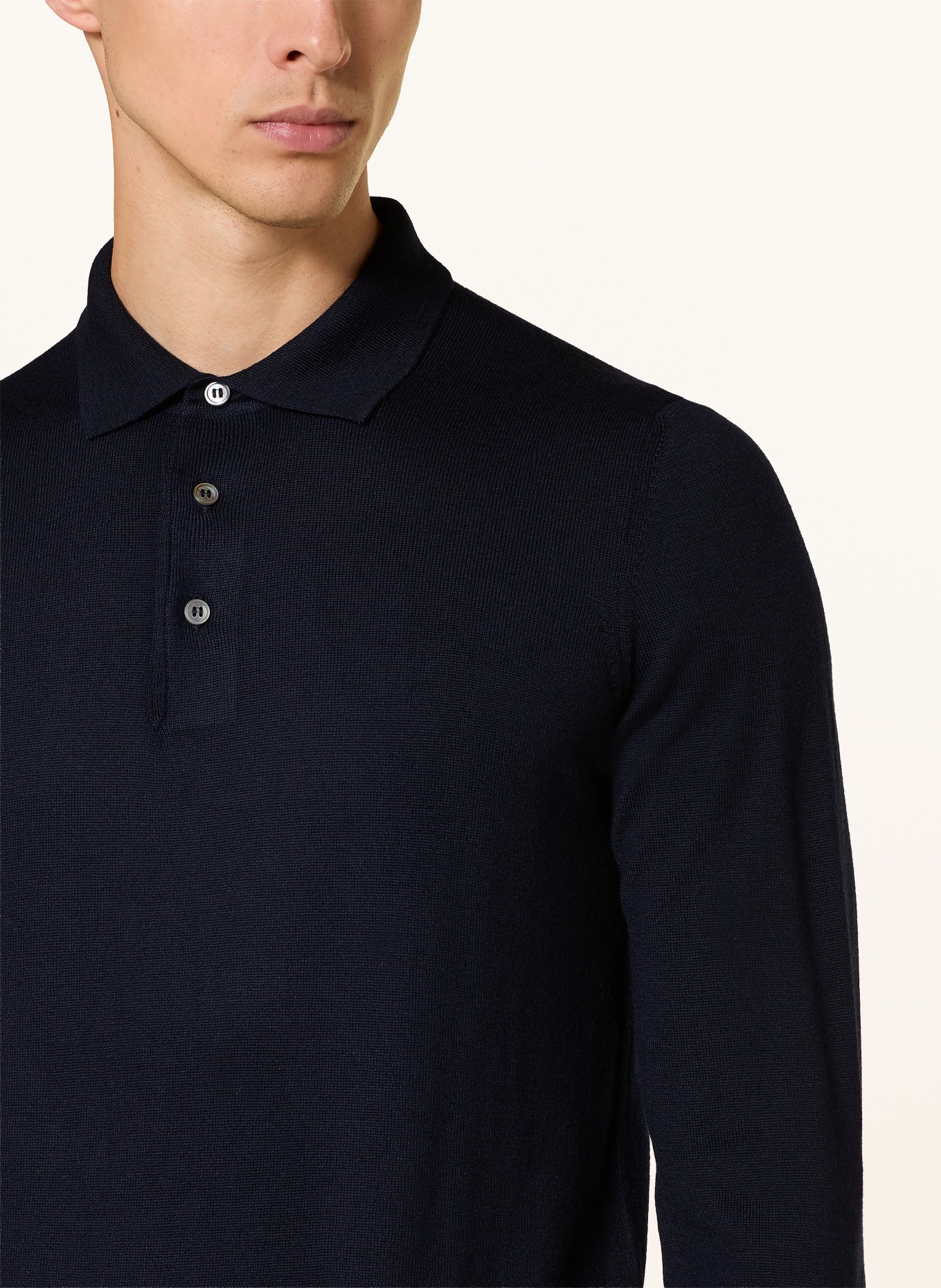 GRAN SASSO Strick-Poloshirt: DUNKELBLAU