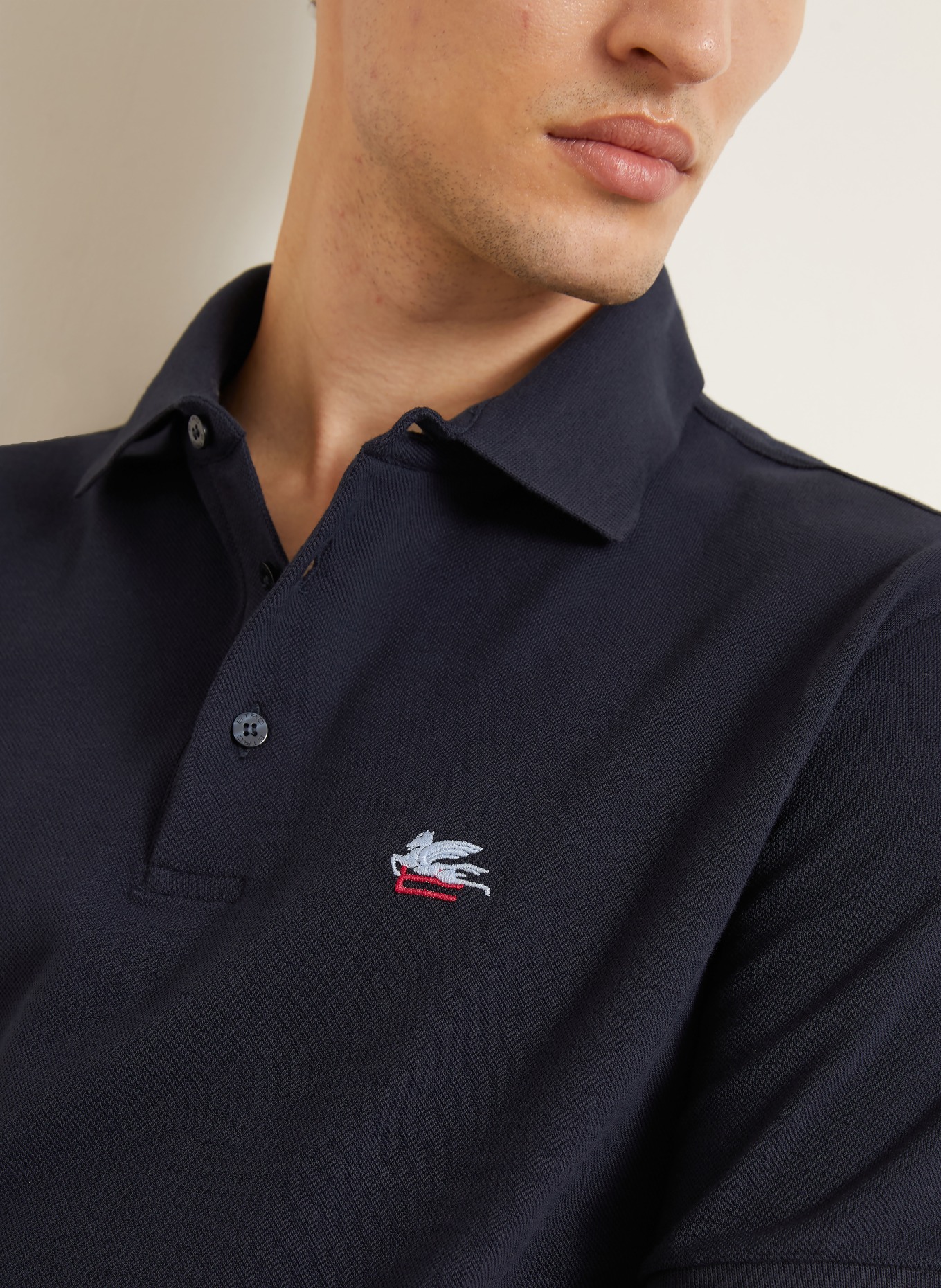 ETRO Piqué polo shirt: DARK BLUE