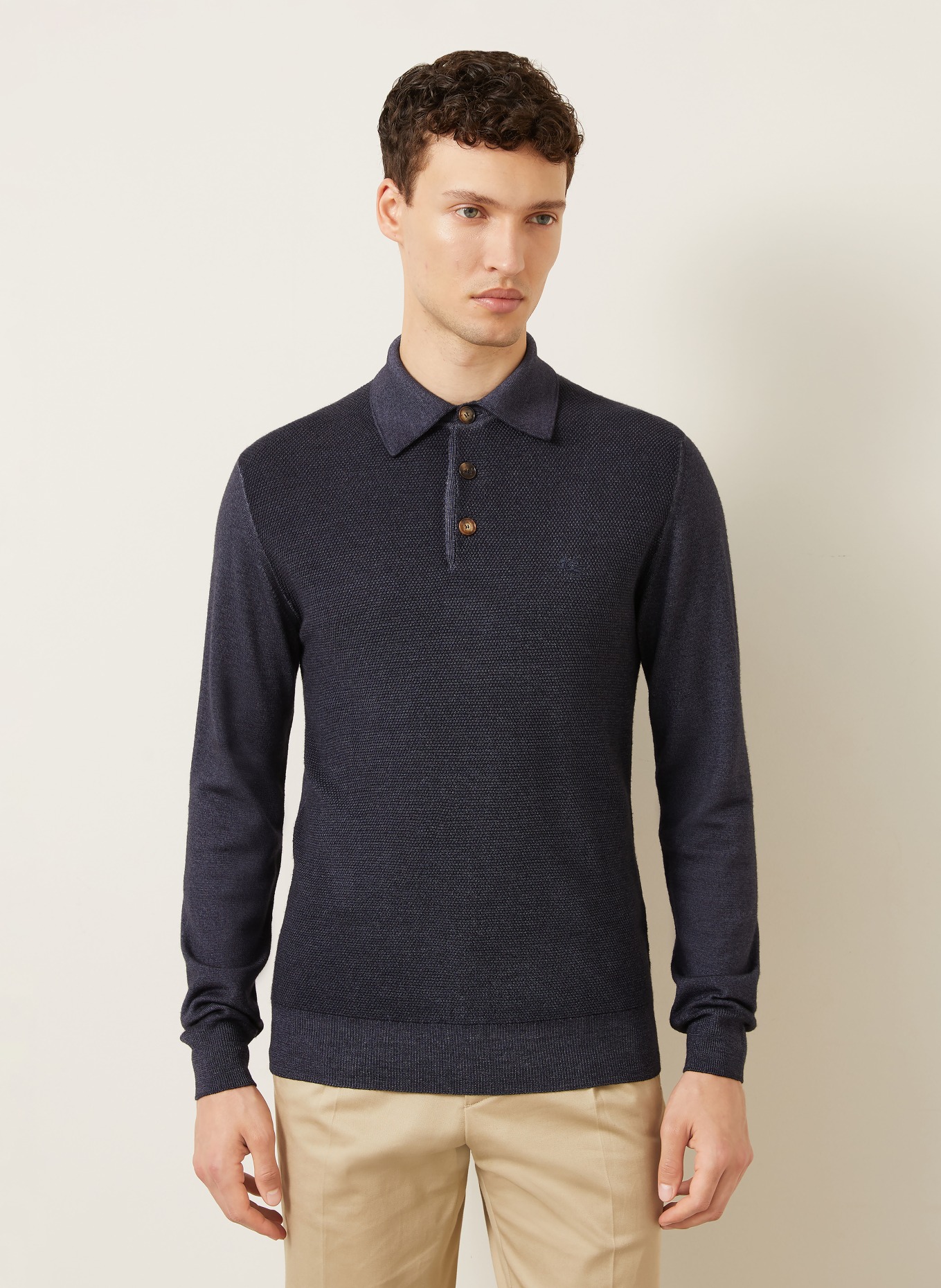 ETRO Strick-Poloshirt: DUNKELBLAU