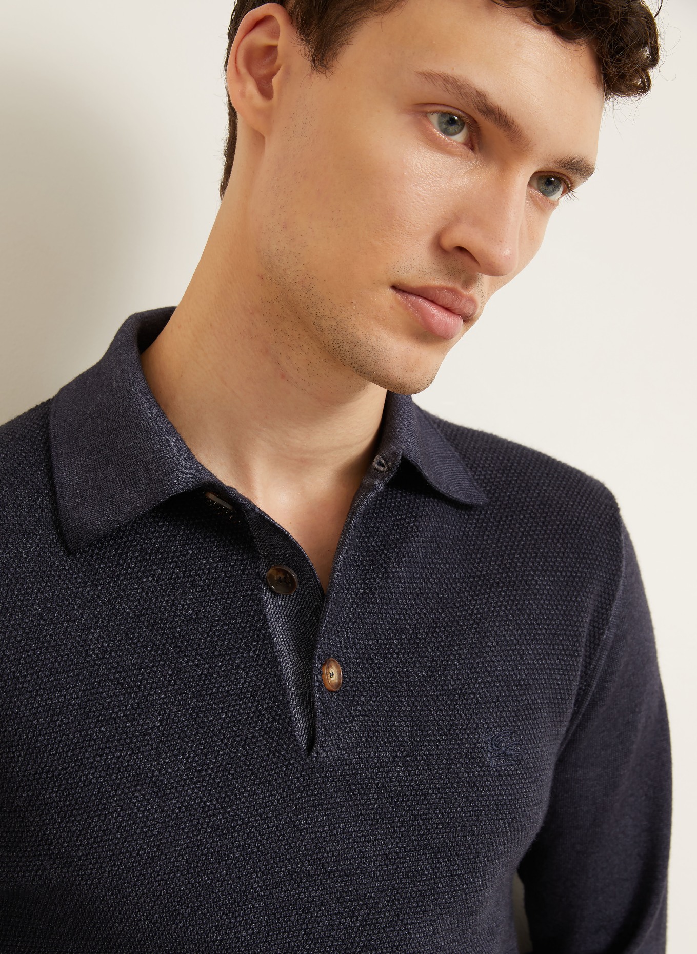 ETRO Strick-Poloshirt: DUNKELBLAU