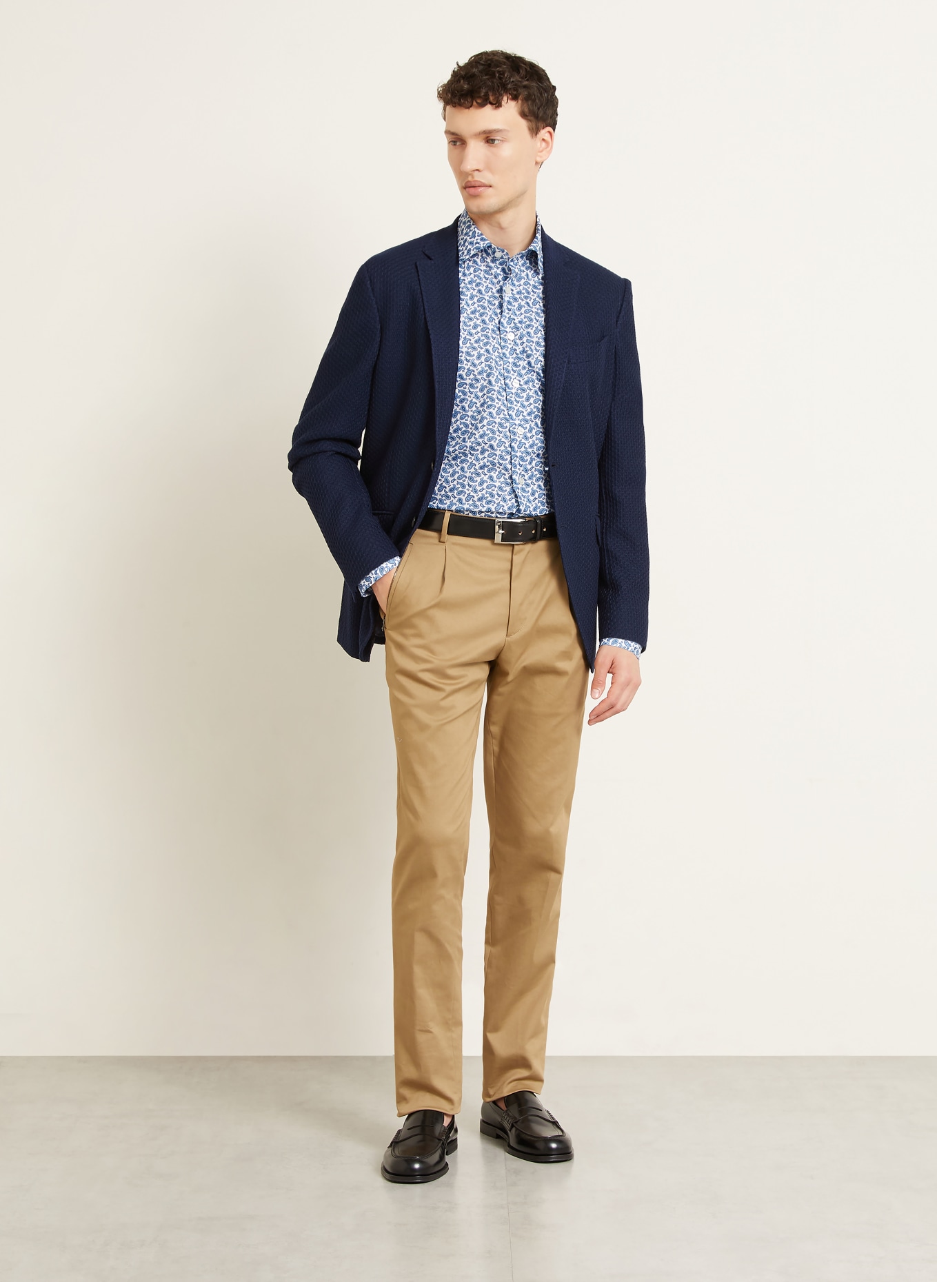 ETRO Comfort Fit Shirt: WHITE / LIGHT BLUE / DARK BLUE