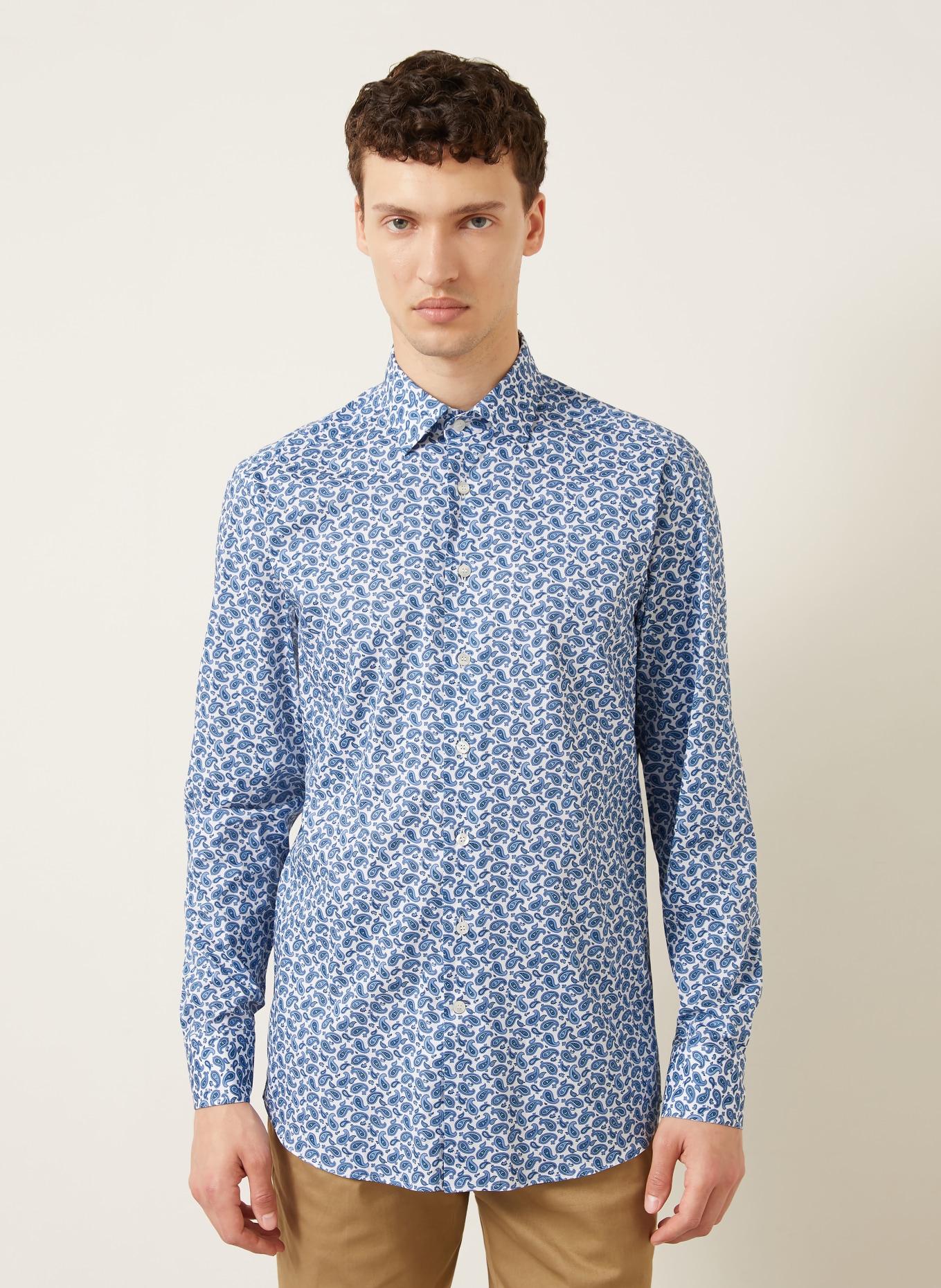 ETRO Comfort Fit Shirt: WHITE / LIGHT BLUE / DARK BLUE
