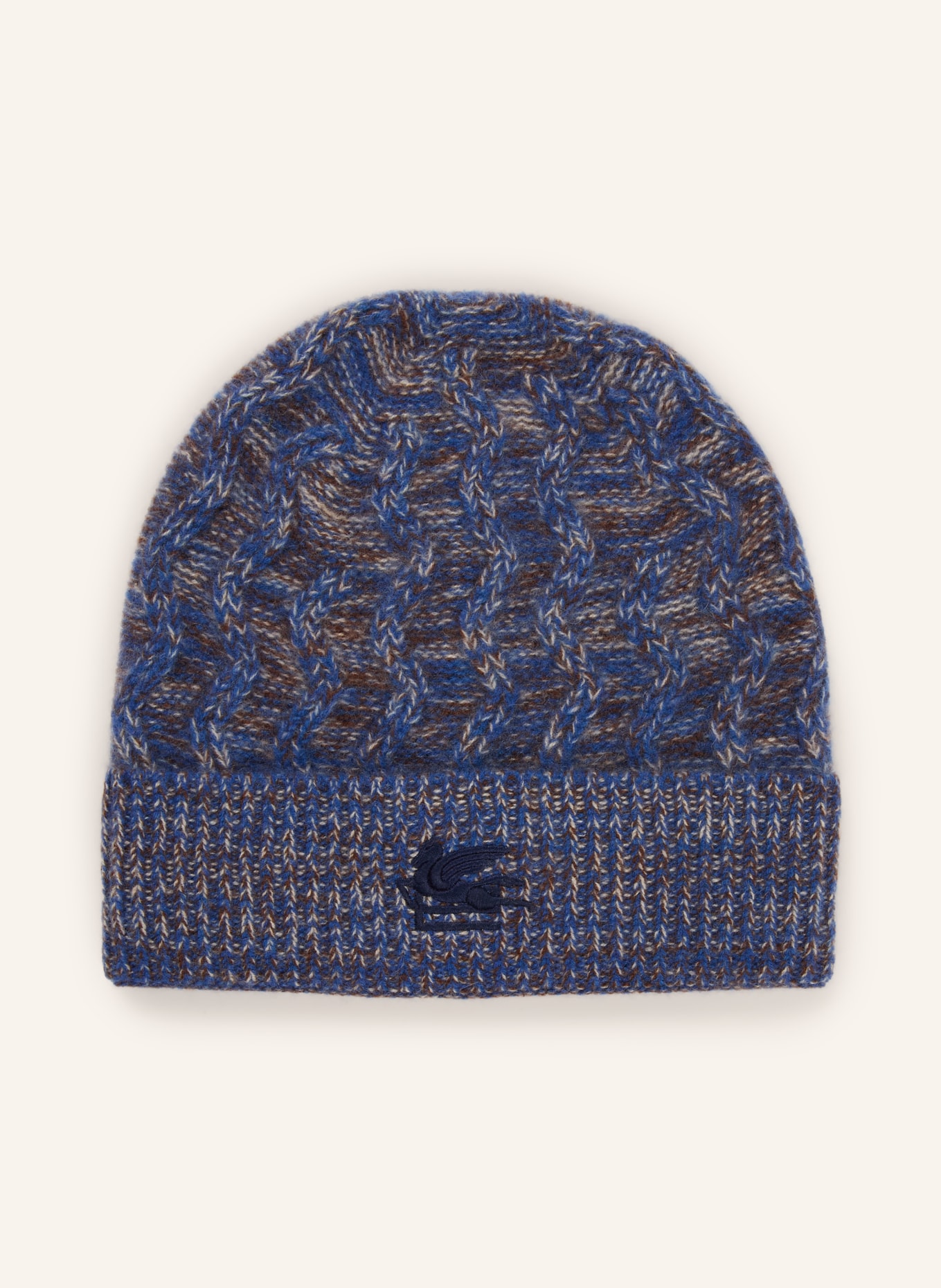 ETRO Cashmere-Mütze: BLAU / BRAUN / CREME