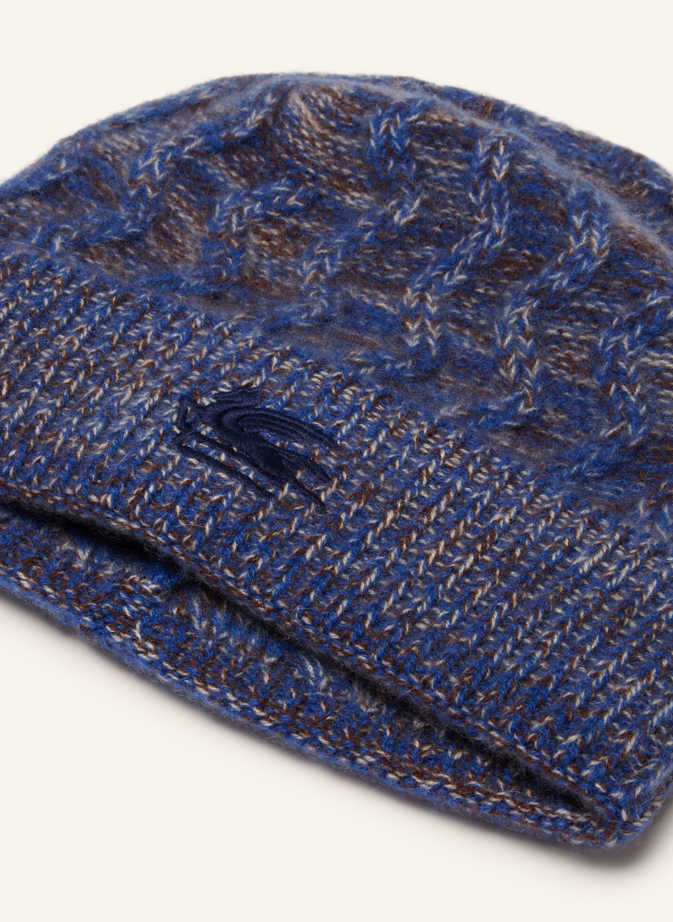 ETRO Cashmere-Mütze: BLAU / BRAUN / CREME