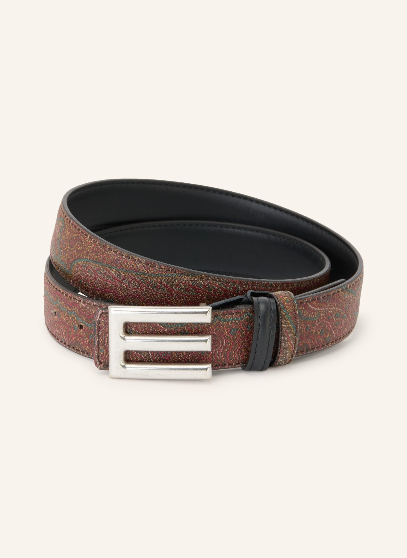 ETRO Ledergürtel zum Wenden: SCHWARZ / SILBER