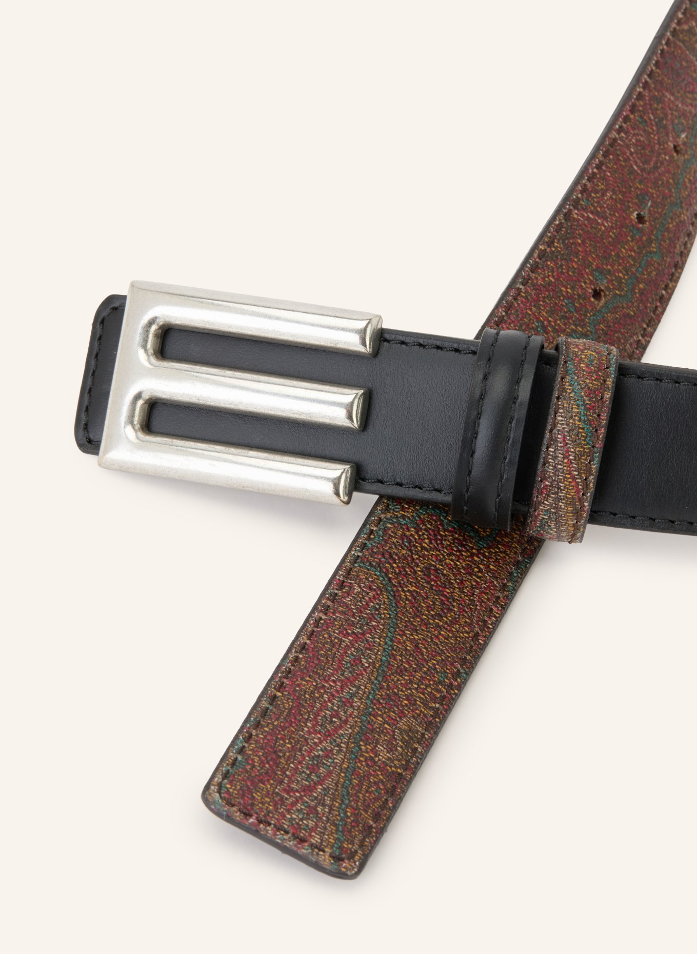 ETRO Ledergürtel zum Wenden: SCHWARZ / SILBER