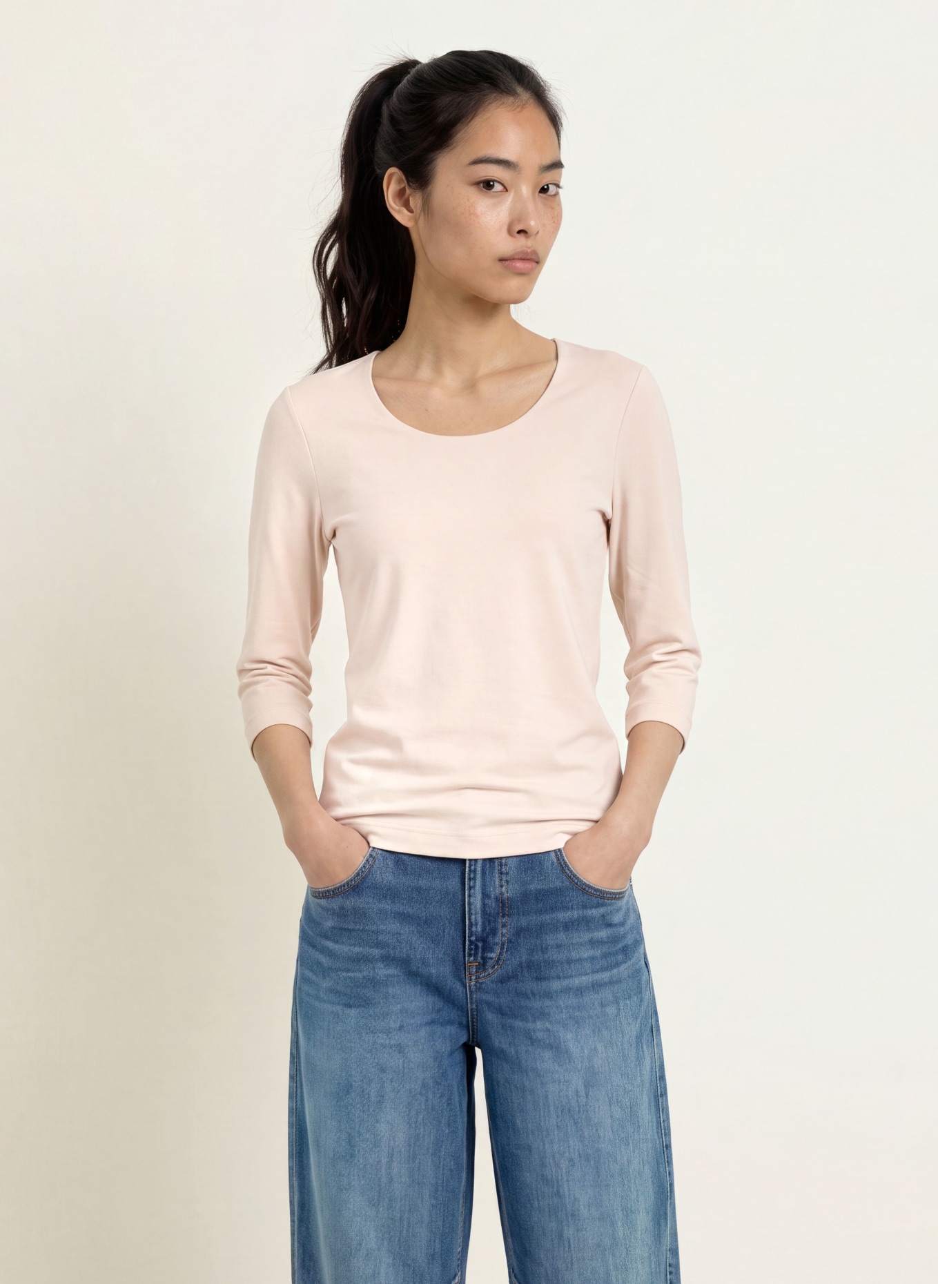 efixelle Haut à manches 3/4: BEIGE