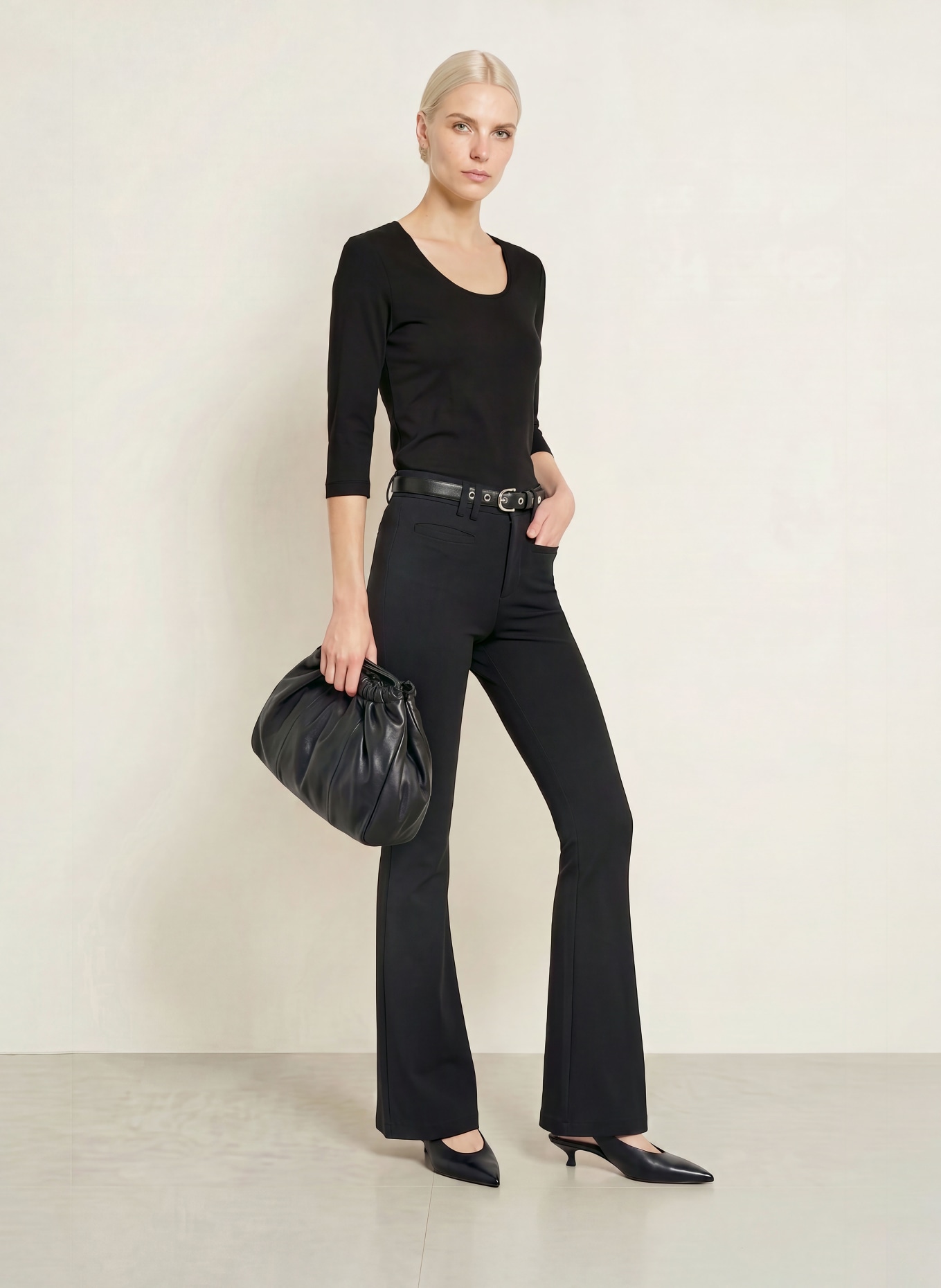 efixelle Shirt with 3/4 sleeves: BLACK