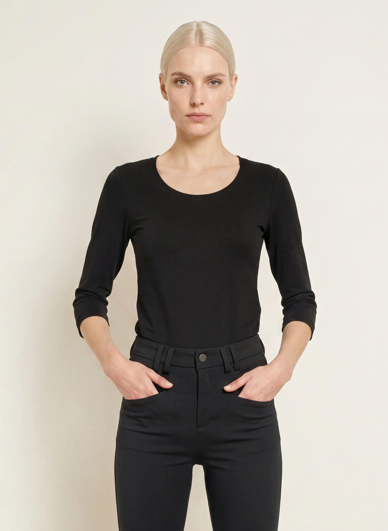 efixelle Shirt with 3/4 sleeves: BLACK