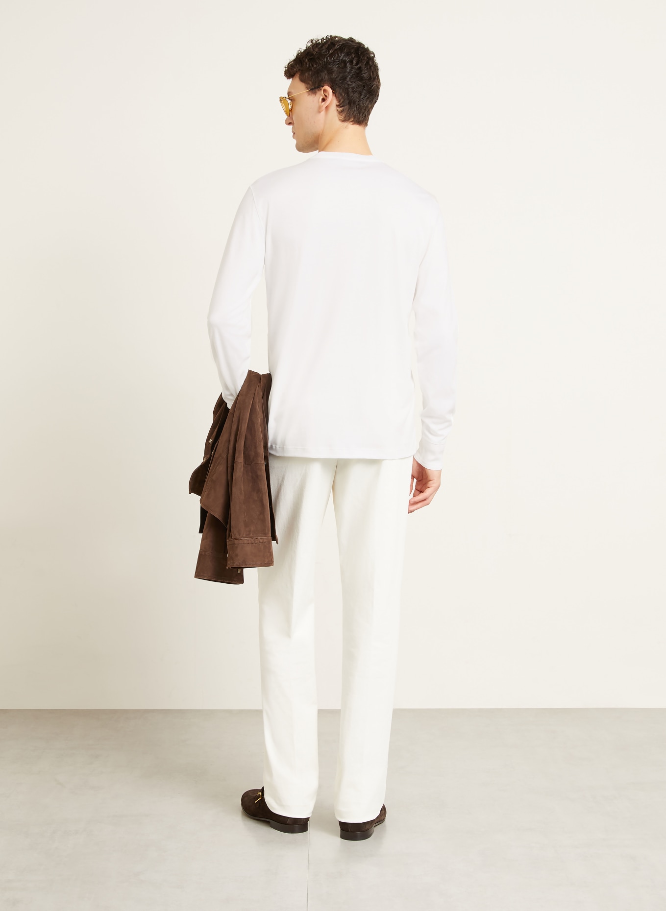RALPH LAUREN PURPLE LABEL Henley-tröja: VIT