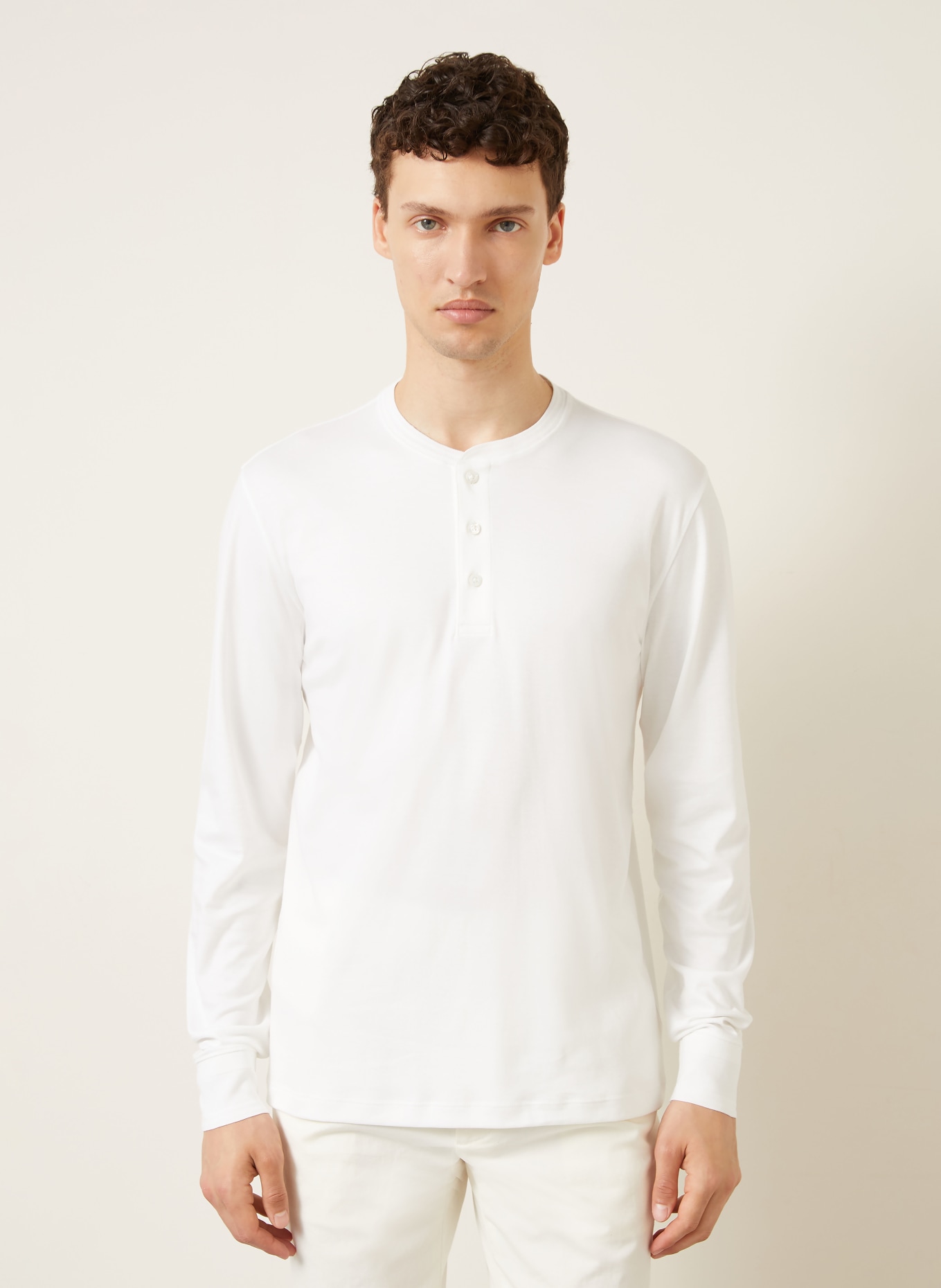RALPH LAUREN PURPLE LABEL Henley-tröja: VIT
