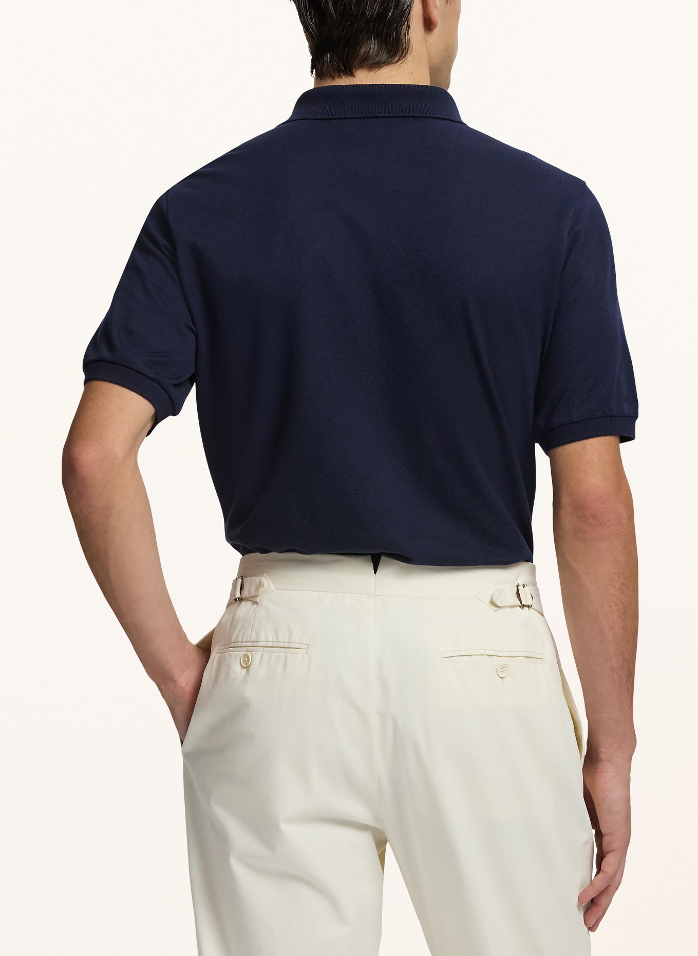 RALPH LAUREN PURPLE LABEL Piqué polo shirt: DARK BLUE / DARK BROWN / BEIGE