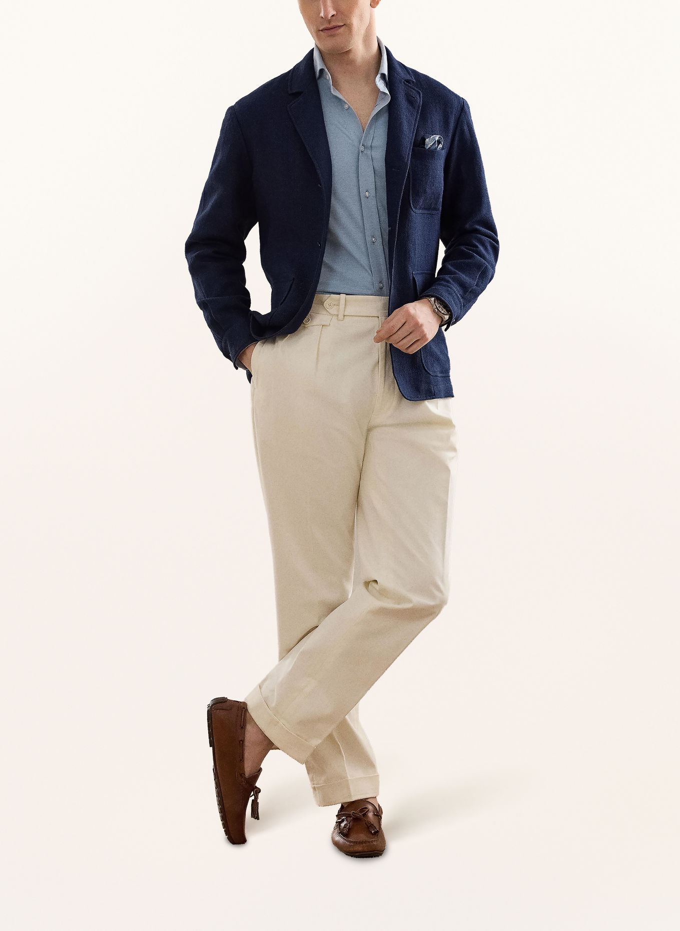 RALPH LAUREN PURPLE LABEL Sakko SHIRLEY Regular Fit mit Leinen: DUNKELBLAU
