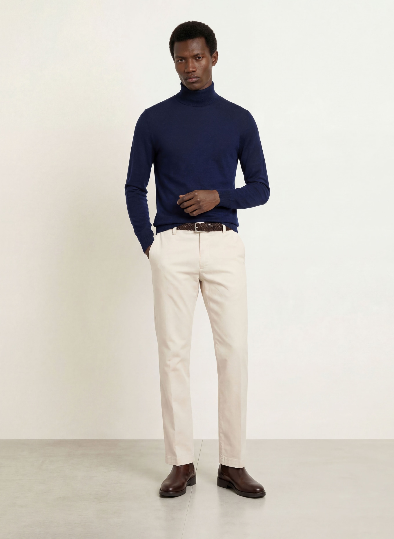 CHAS Rollkragenpullover aus Merinowolle: DUNKELBLAU