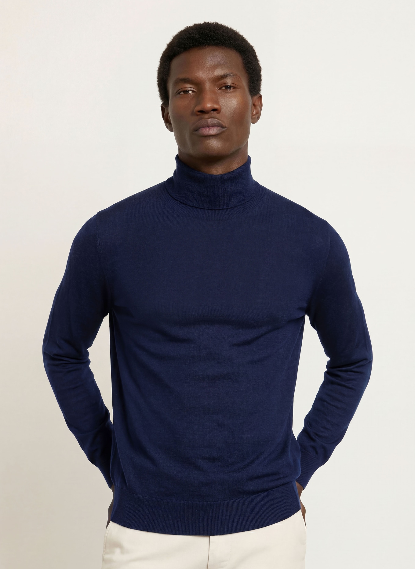CHAS Rollkragenpullover aus Merinowolle: DUNKELBLAU