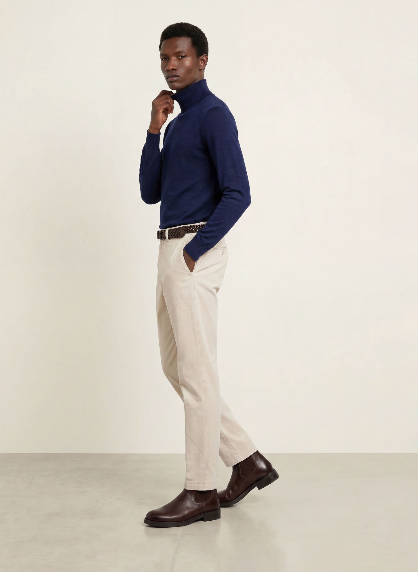 CHAS Rollkragenpullover aus Merinowolle: DUNKELBLAU