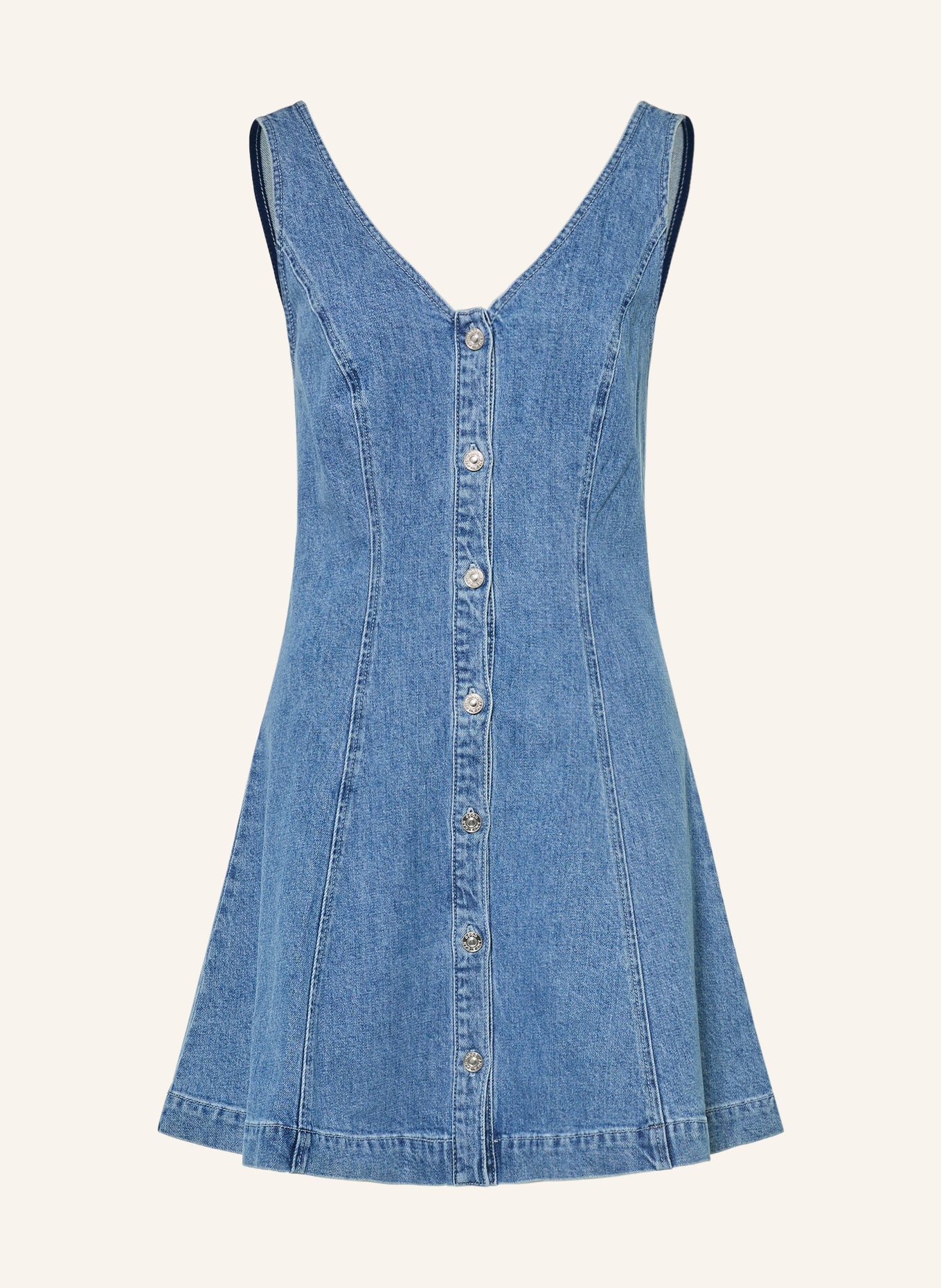 GOOD AMERICAN Rochie din denim FLOUNCY: ALBASTRU