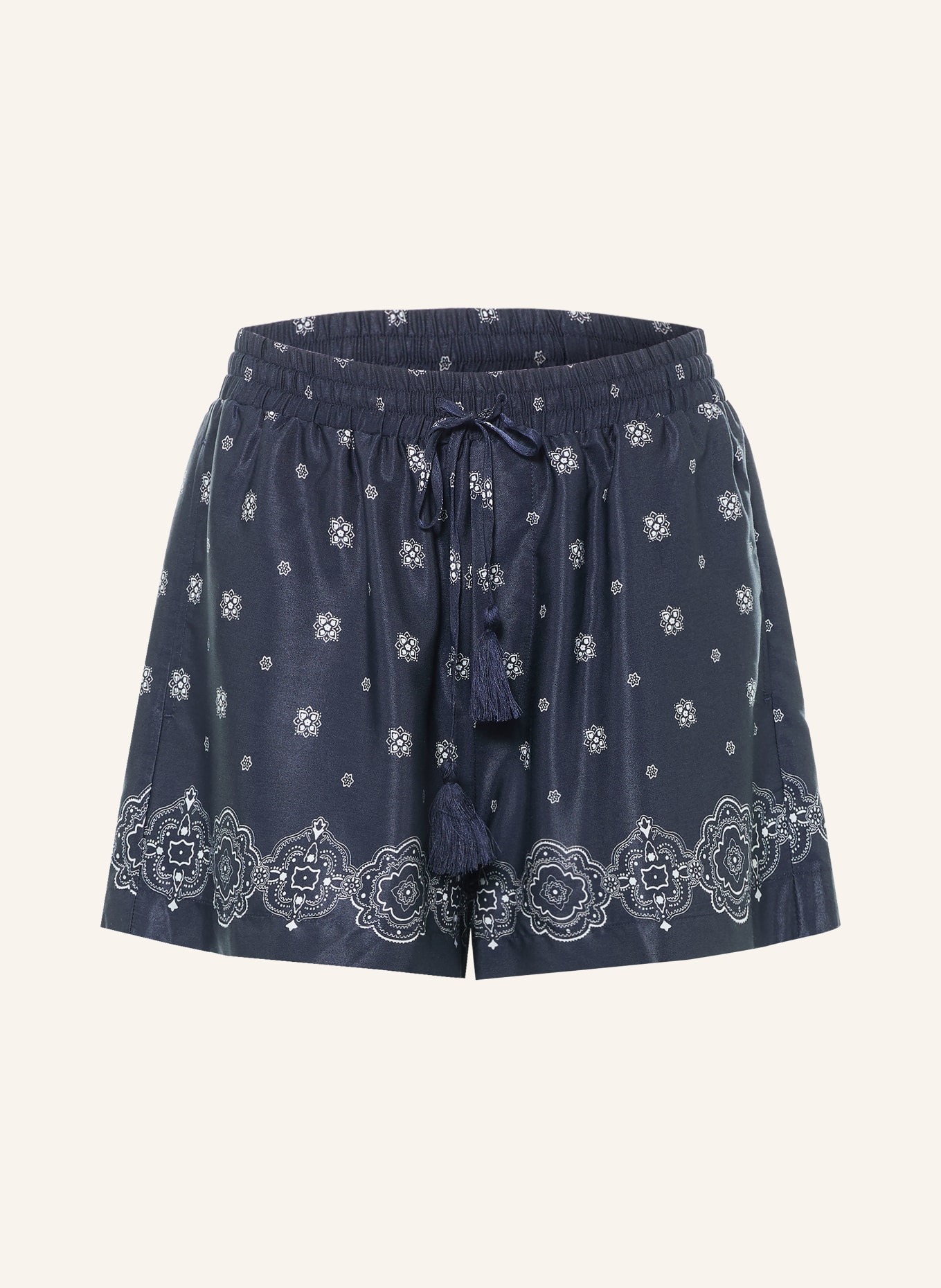 GOOD AMERICAN Pantaloni scurți din satin: ALBASTRU ÎNCHIS / ALB