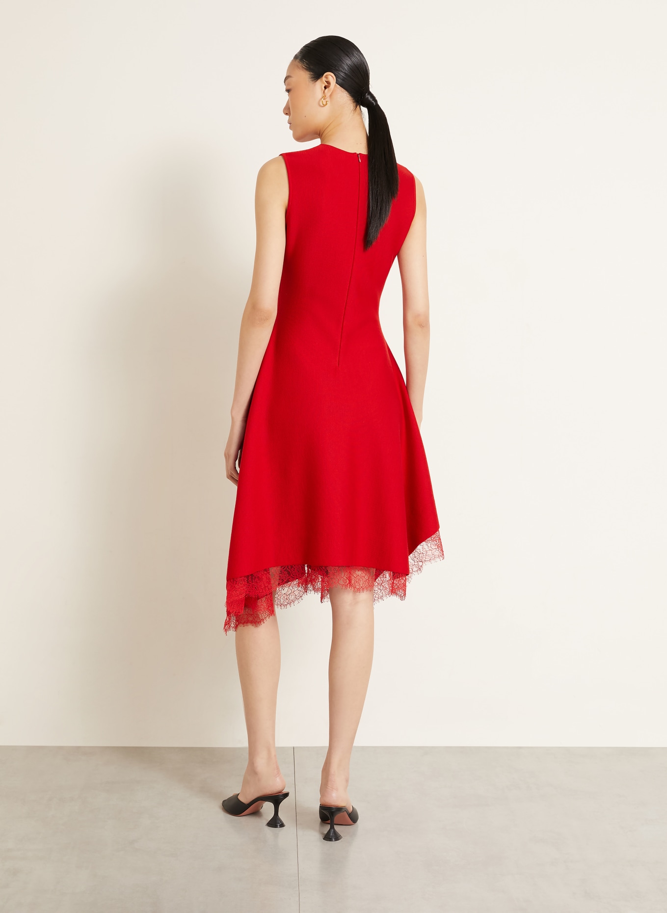 McQUEEN Strickkleid mit Spitze: ROT