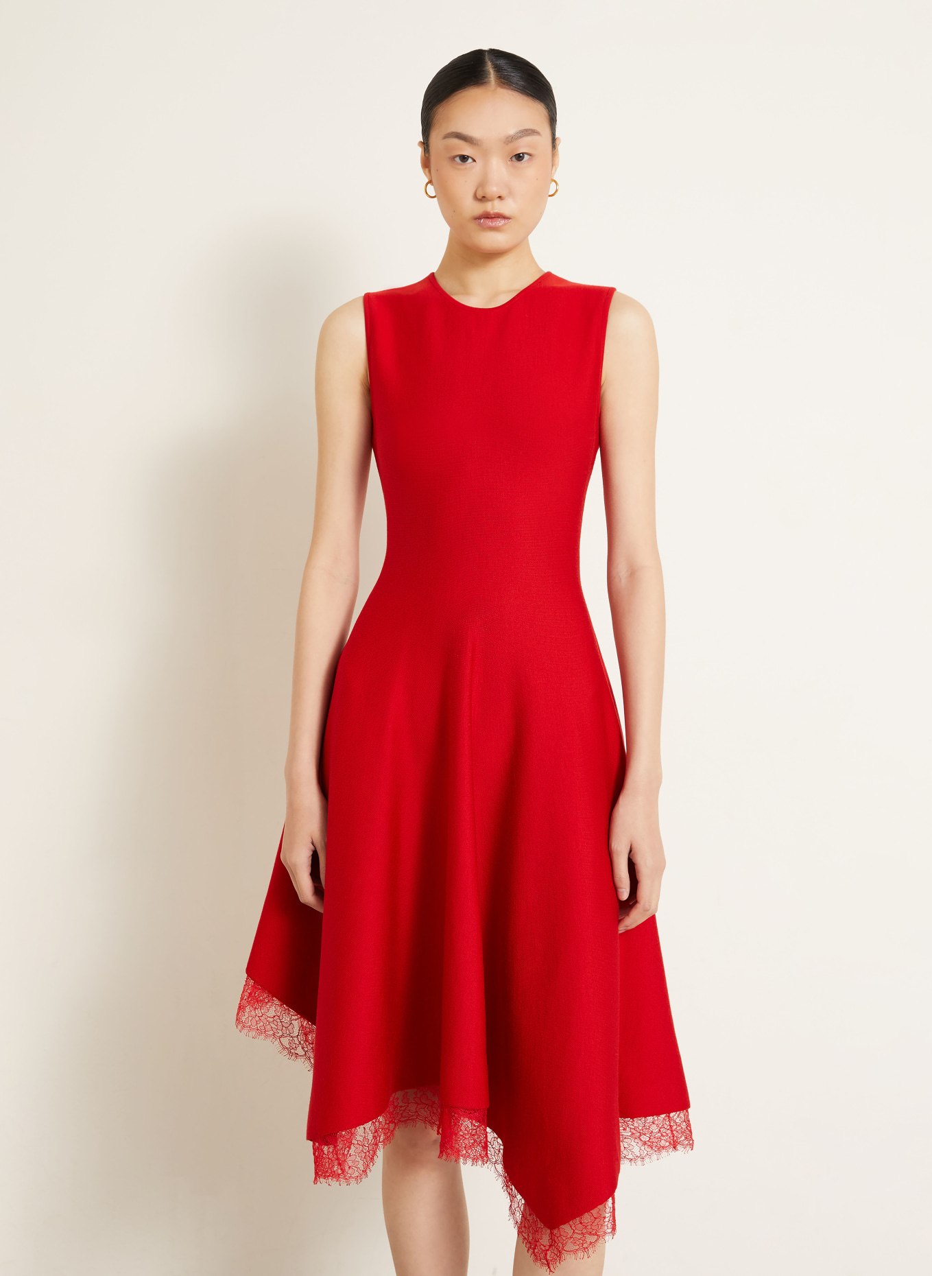 McQUEEN Strickkleid mit Spitze: ROT