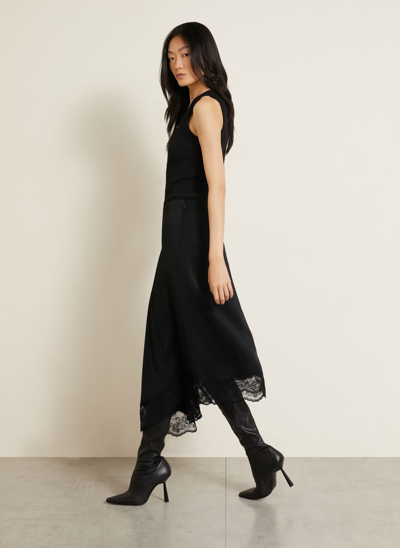 McQUEEN Fustă cu dantelă: NEGRU